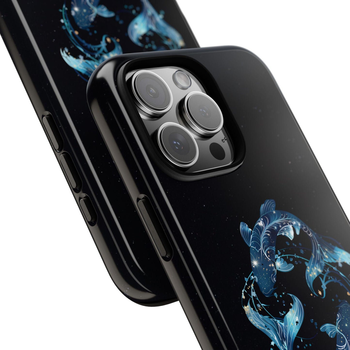 Pisces Zodiac Star Sign Black Glossy Phone Case Tough Protection for iPhone or Samsung Galaxy