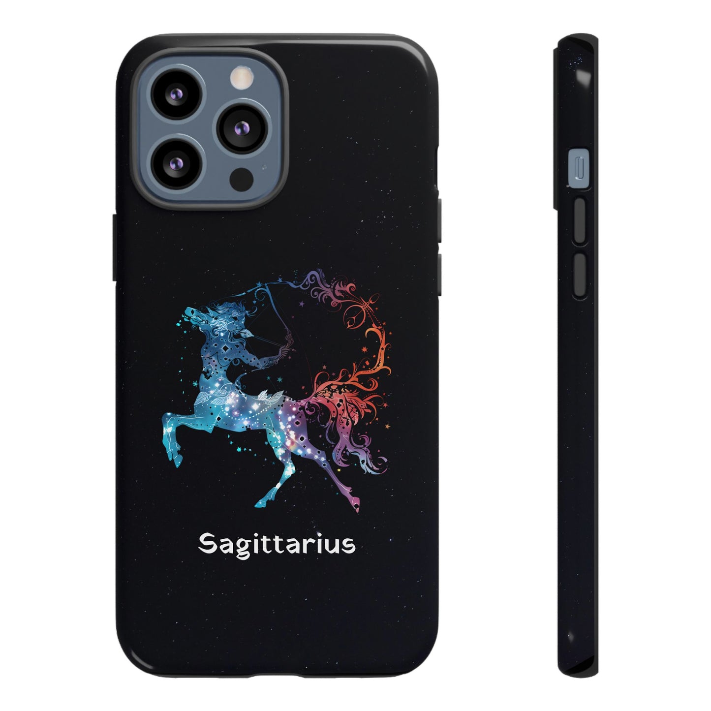 Sagittarius Zodiac Star Sign Black Glossy Phone Case Tough Protection for iPhone or Samsung Galaxy