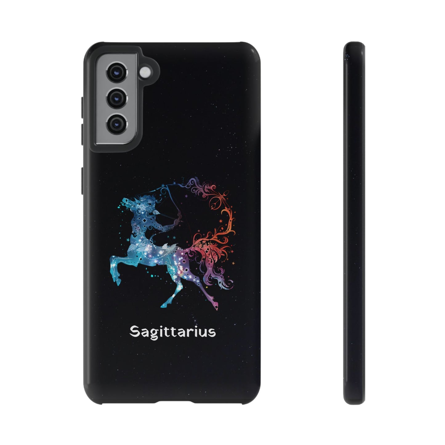 Sagittarius Zodiac Star Sign Black Glossy Phone Case Tough Protection for iPhone or Samsung Galaxy