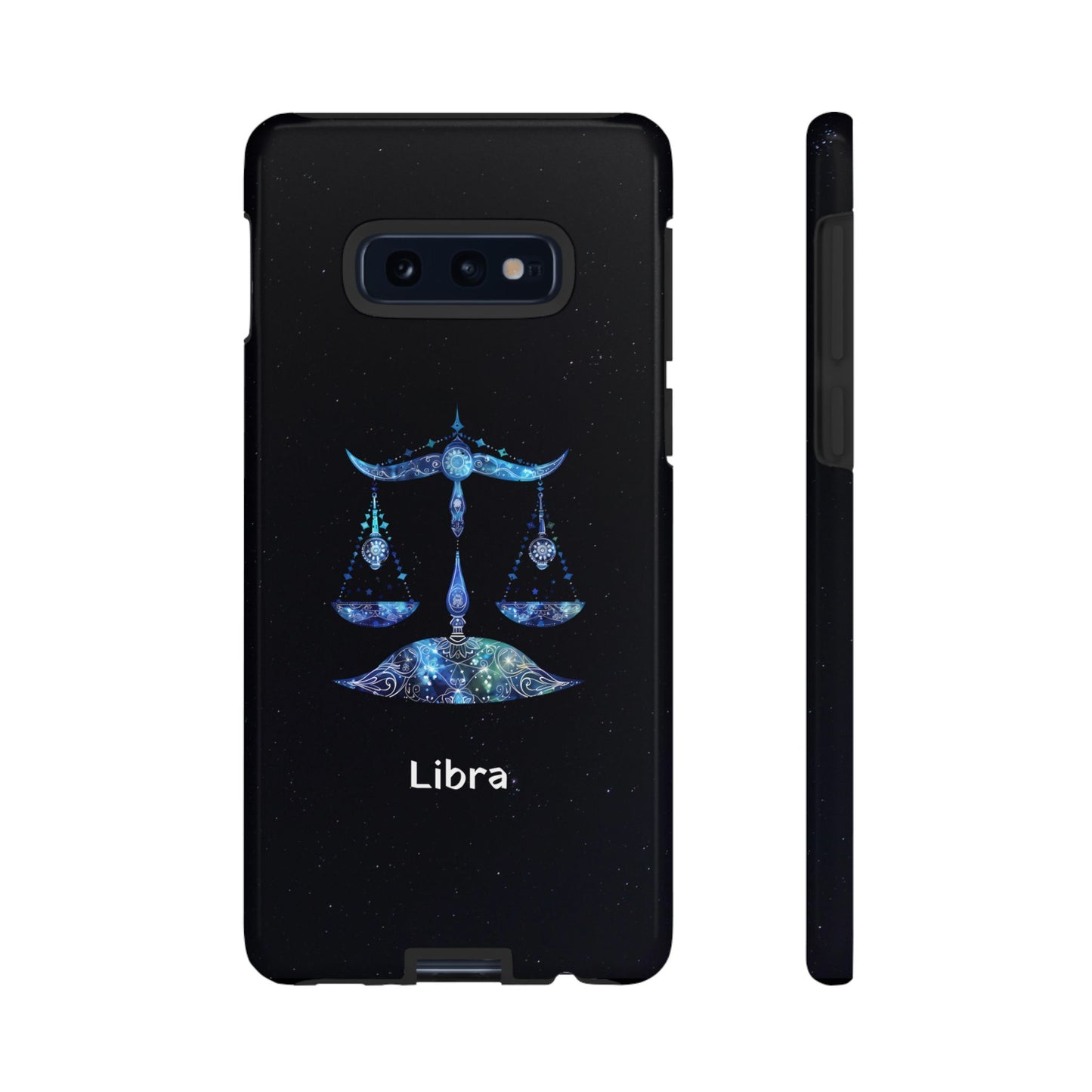 Libra Zodiac Star Sign Black Glossy Phone Case Tough Protection for iPhone or Samsung Galaxy