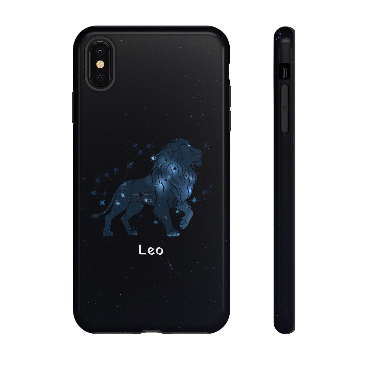 Leo Star Sign Zodiac Black Glossy Phone Case Tough Protection for iPhone or Samsung Galaxy
