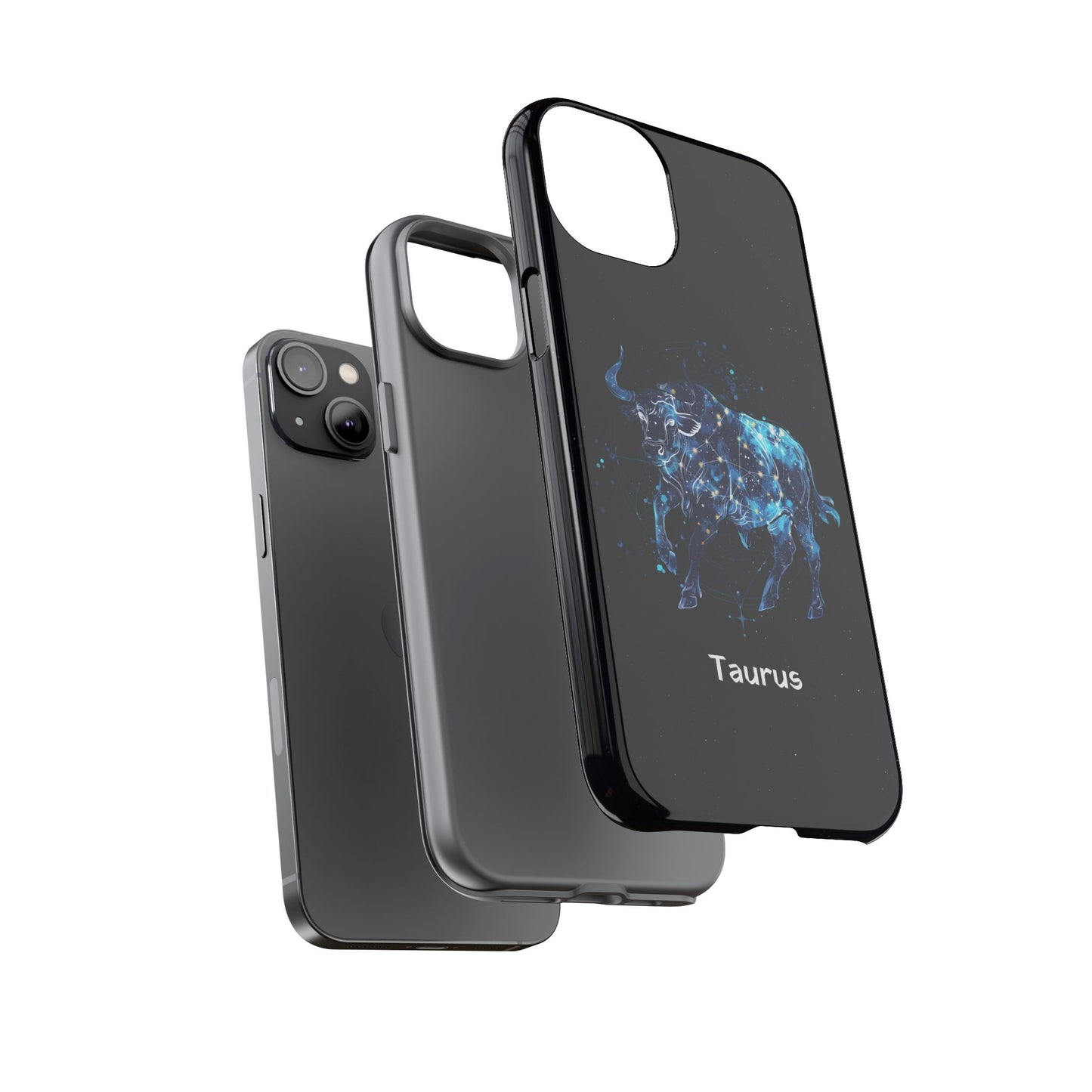Taurus Zodiac Star Sign Black Glossy Phone Case Tough Protection for iPhone or Samsung Galaxy