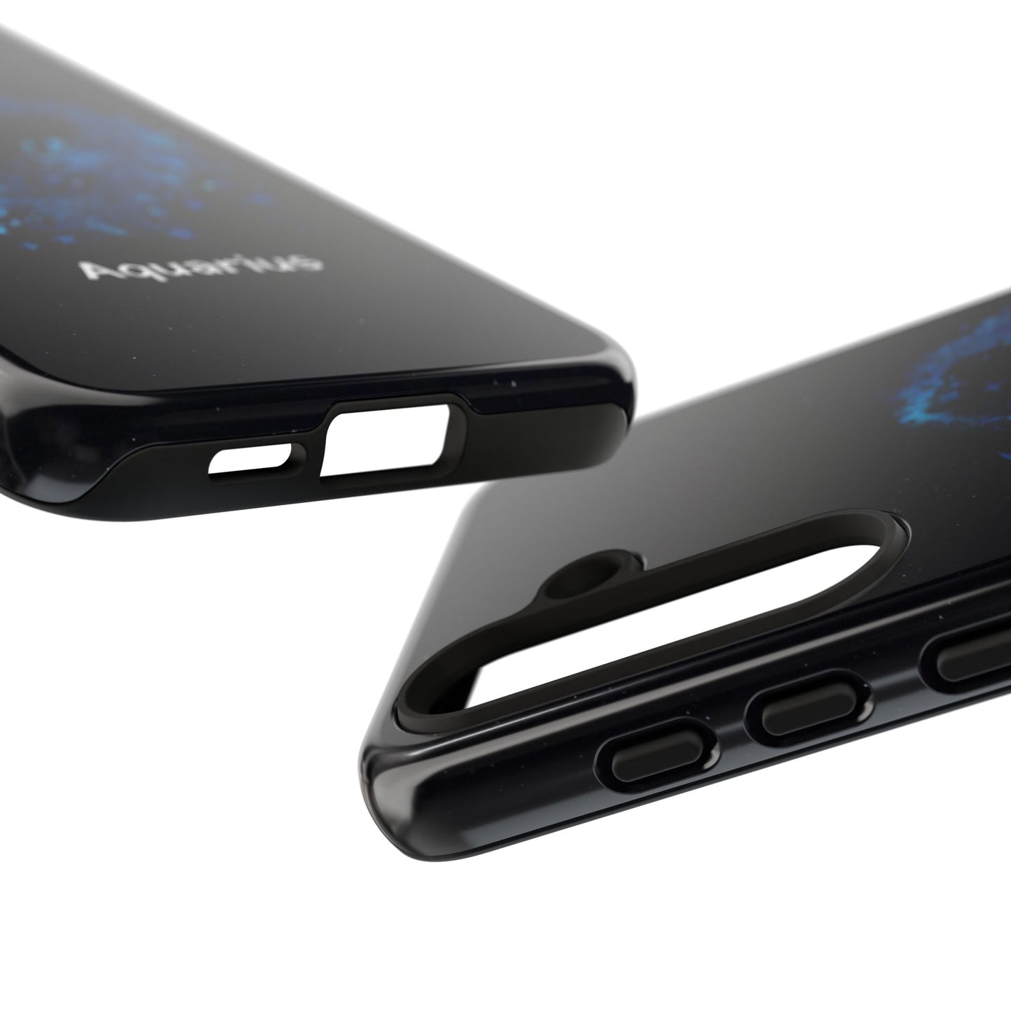 Aquarius Zodiac Star Sign Black Glossy Phone Case Tough Protection for iPhone or Samsung Galaxy