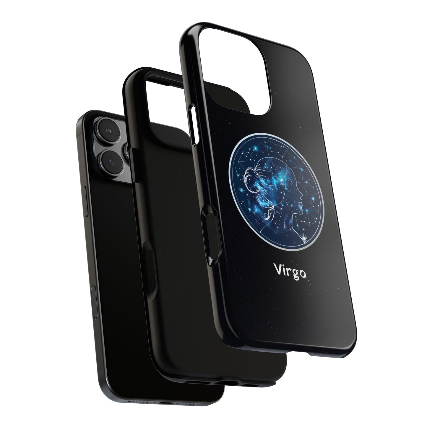 Virgo Zodiac Star Sign Black Glossy Phone Case Tough Protection for iPhone or Samsung Galaxy