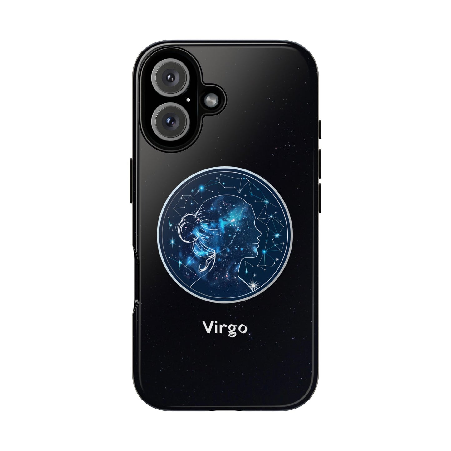 Virgo Zodiac Star Sign Black Glossy Phone Case Tough Protection for iPhone or Samsung Galaxy