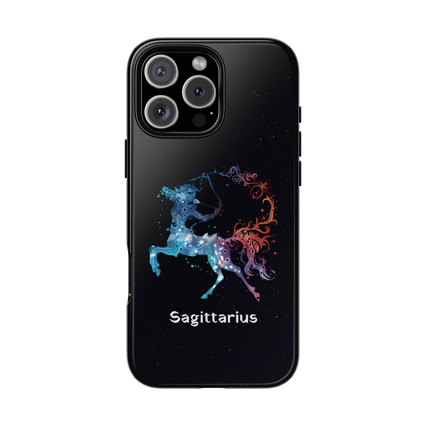 Sagittarius Zodiac Star Sign Black Glossy Phone Case Tough Protection for iPhone or Samsung Galaxy