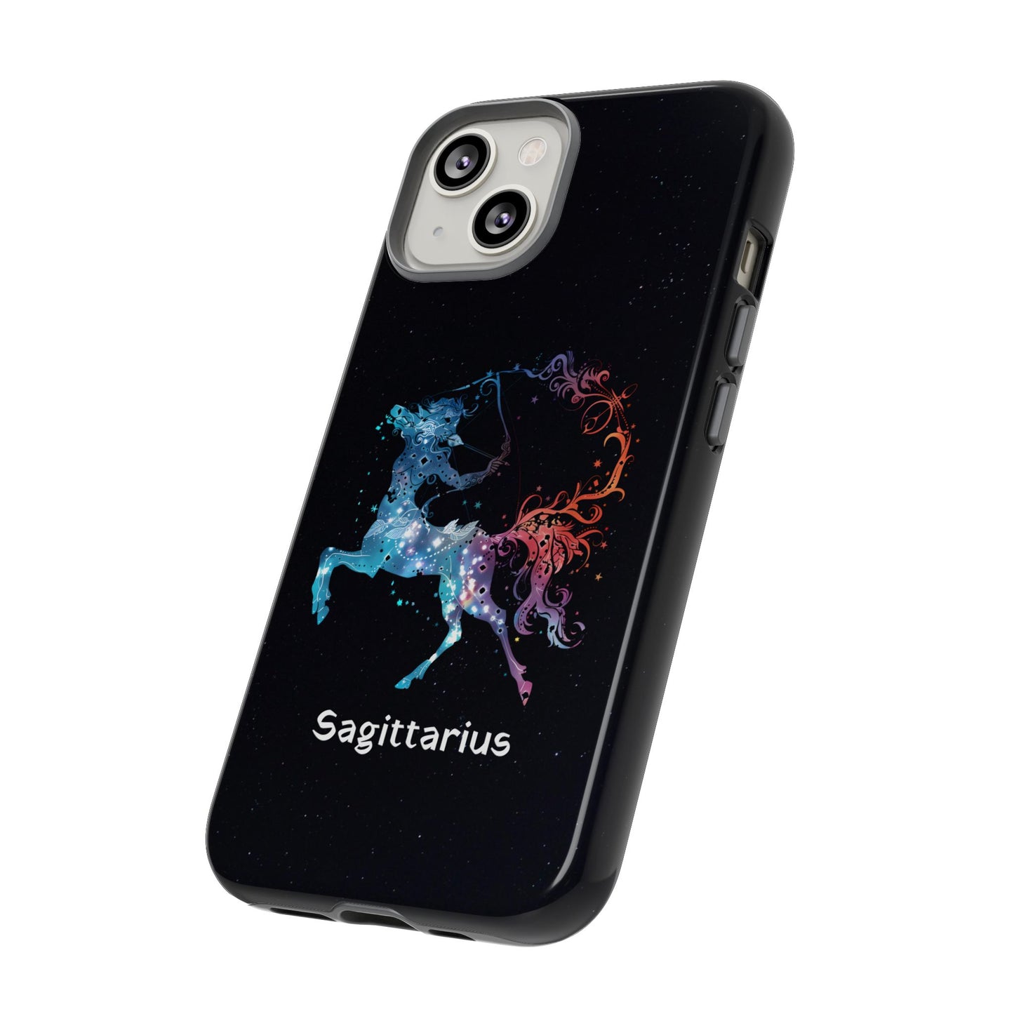 Sagittarius Zodiac Star Sign Black Glossy Phone Case Tough Protection for iPhone or Samsung Galaxy