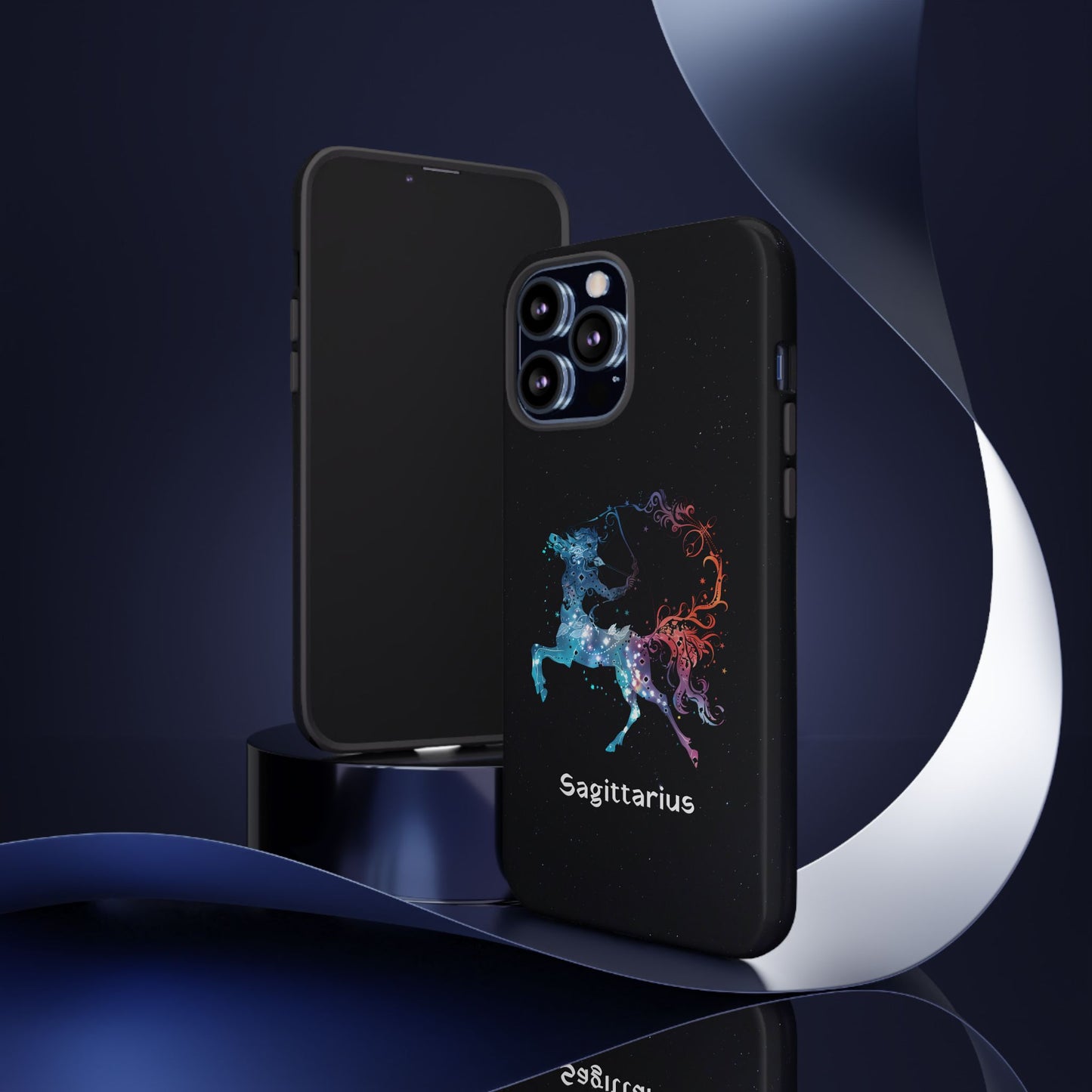 Sagittarius Zodiac Star Sign Black Glossy Phone Case Tough Protection for iPhone or Samsung Galaxy