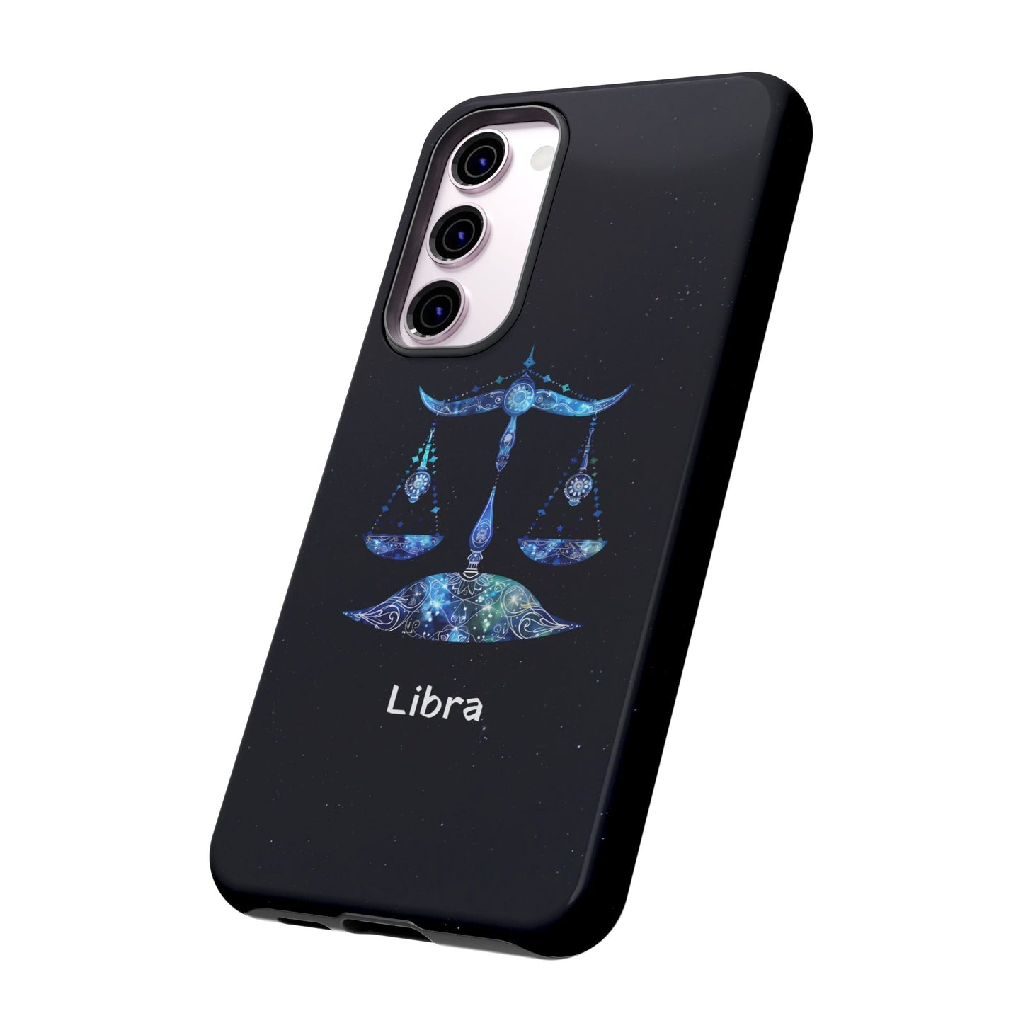 Libra Zodiac Star Sign Black Glossy Phone Case Tough Protection for iPhone or Samsung Galaxy