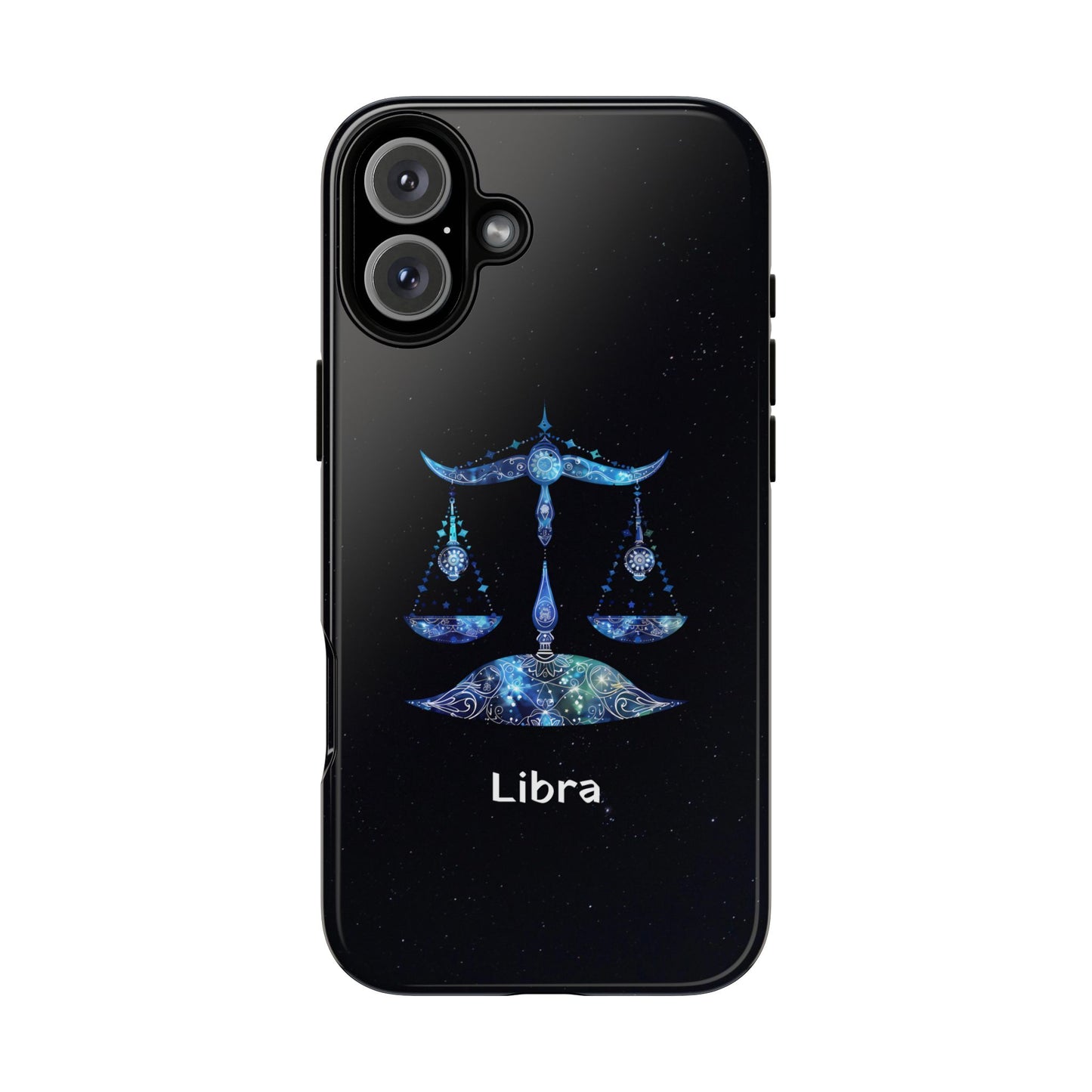 Libra Zodiac Star Sign Black Glossy Phone Case Tough Protection for iPhone or Samsung Galaxy