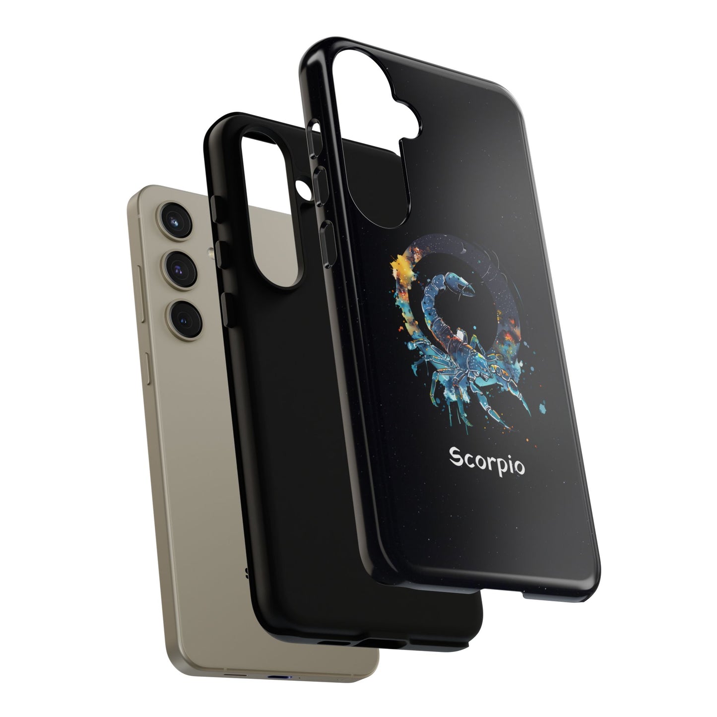Scorpio Zodiac Star Sign Black Glossy Phone Case Tough Protection for iPhone or Samsung Galaxy