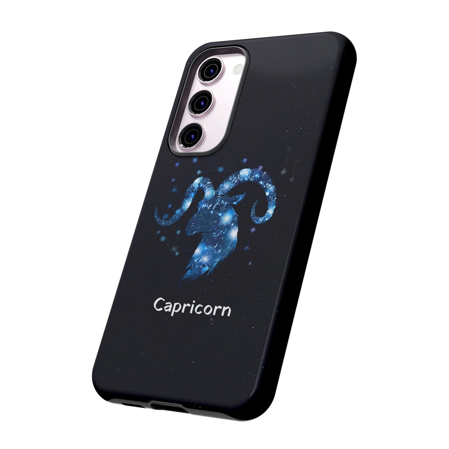 Capricorn Zodiac Star Sign Black Glossy Phone Case Tough Protection for iPhone or Samsung Galaxy