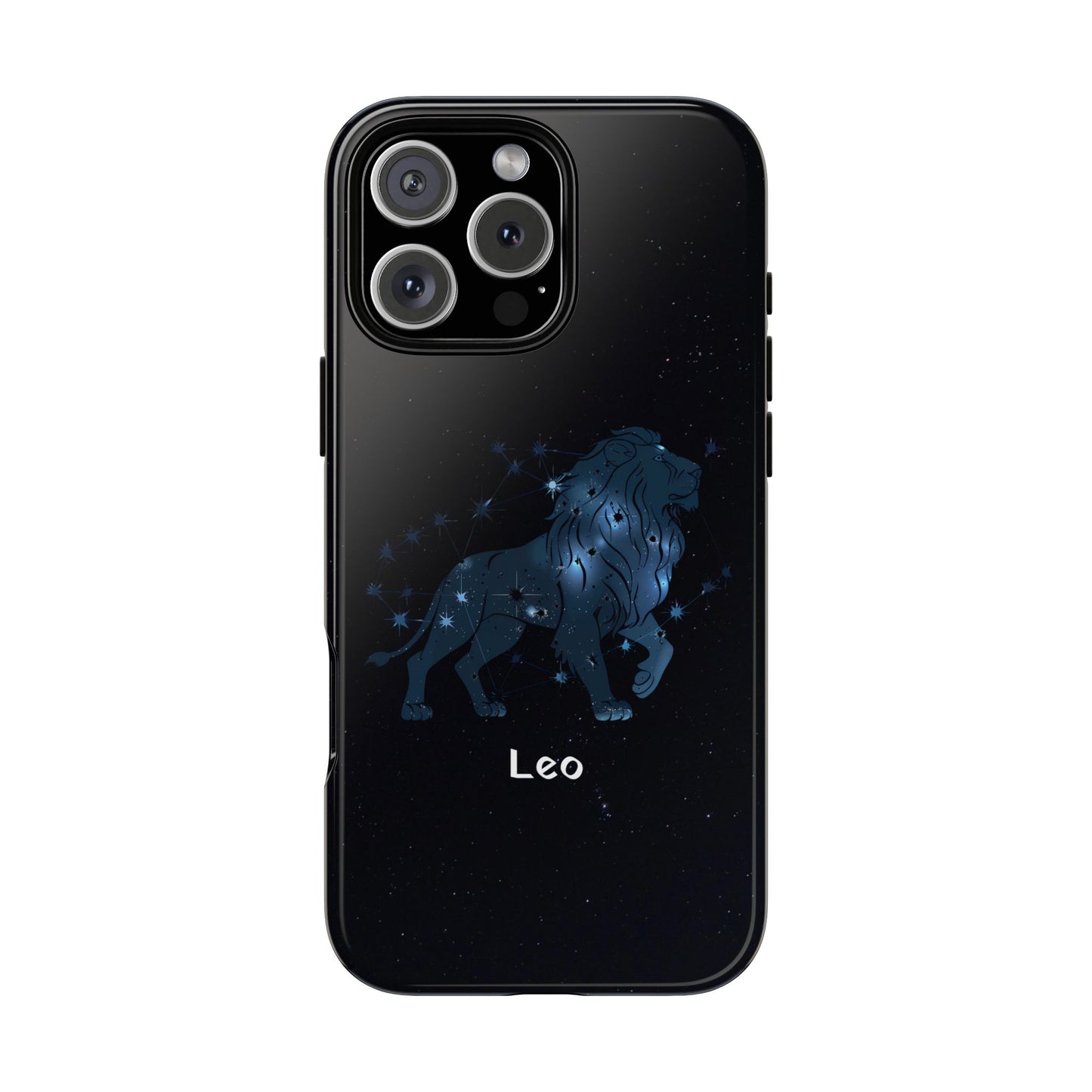 Leo Star Sign Zodiac Black Glossy Phone Case Tough Protection for iPhone or Samsung Galaxy
