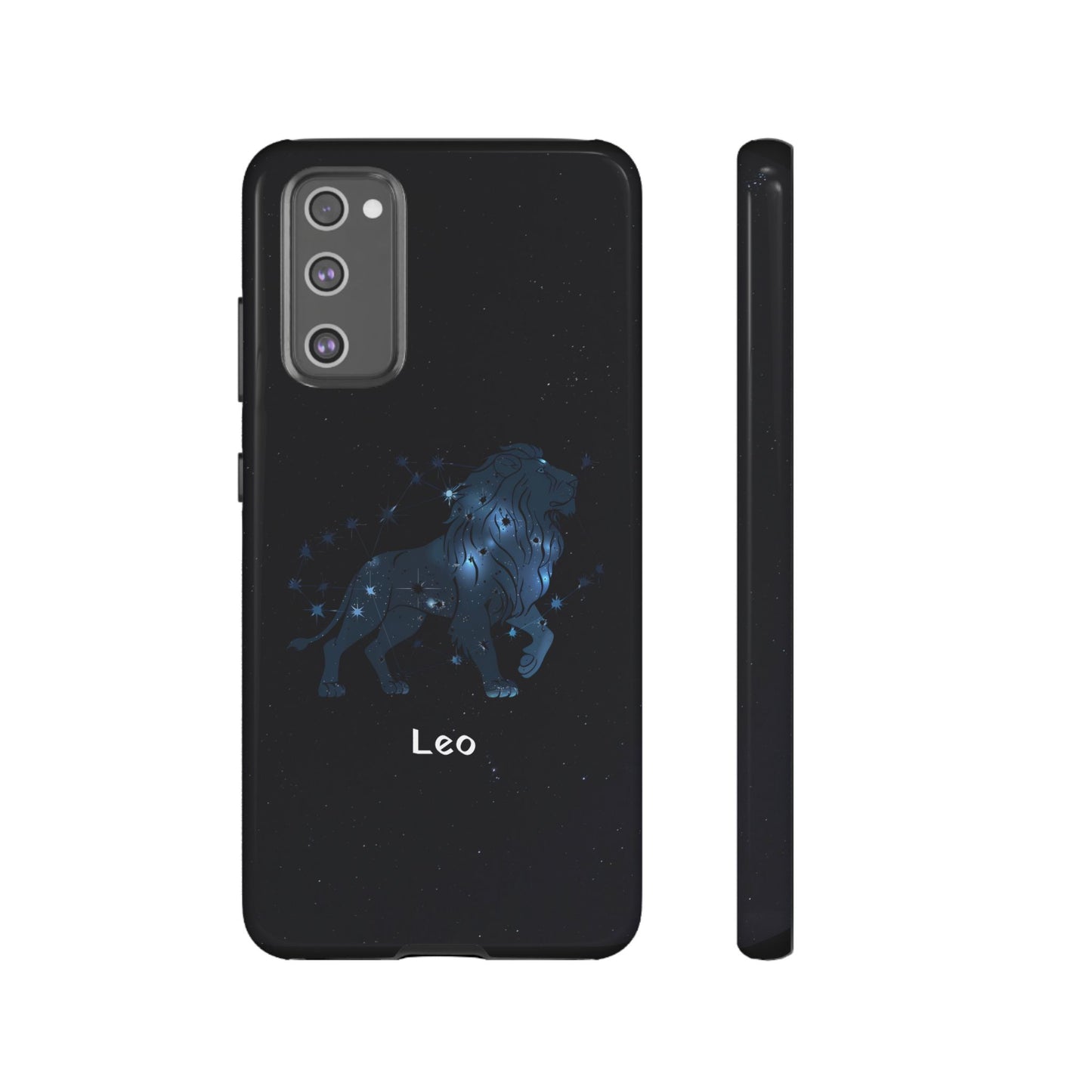 Leo Star Sign Zodiac Black Glossy Phone Case Tough Protection for iPhone or Samsung Galaxy