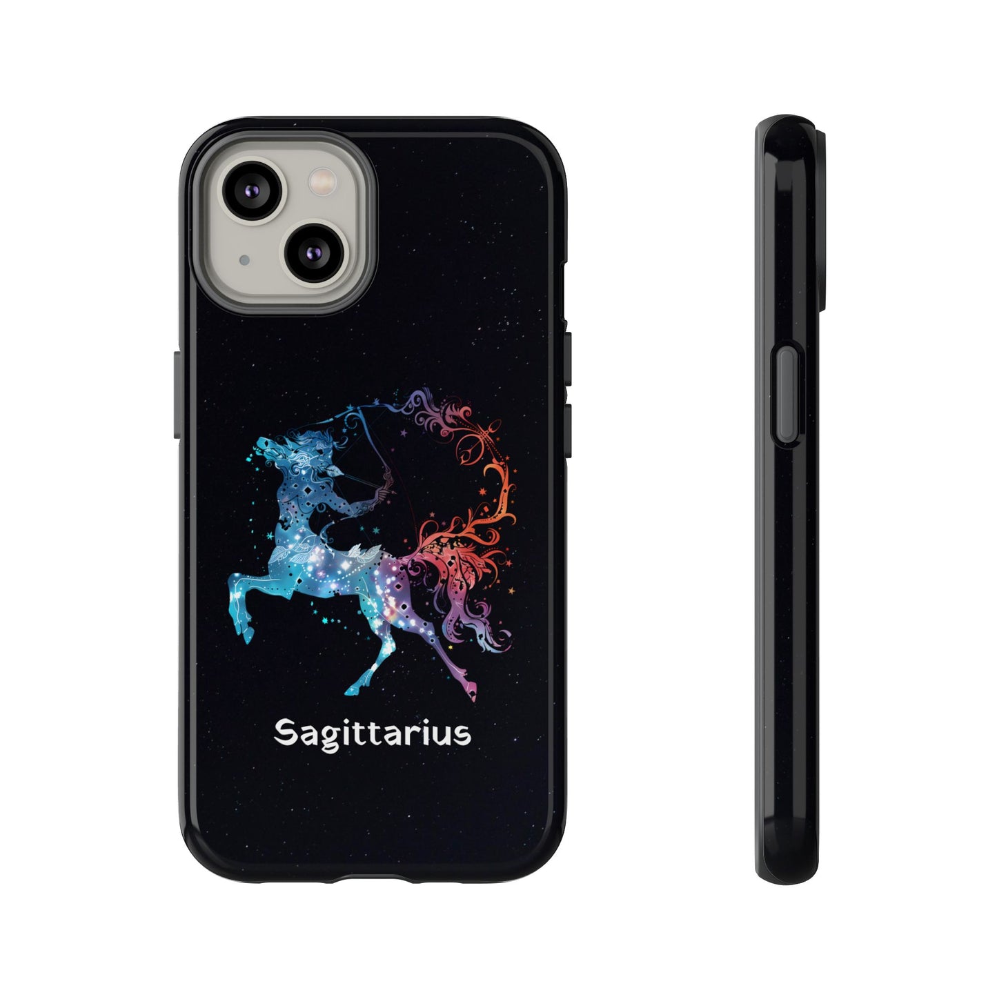 Sagittarius Zodiac Star Sign Black Glossy Phone Case Tough Protection for iPhone or Samsung Galaxy