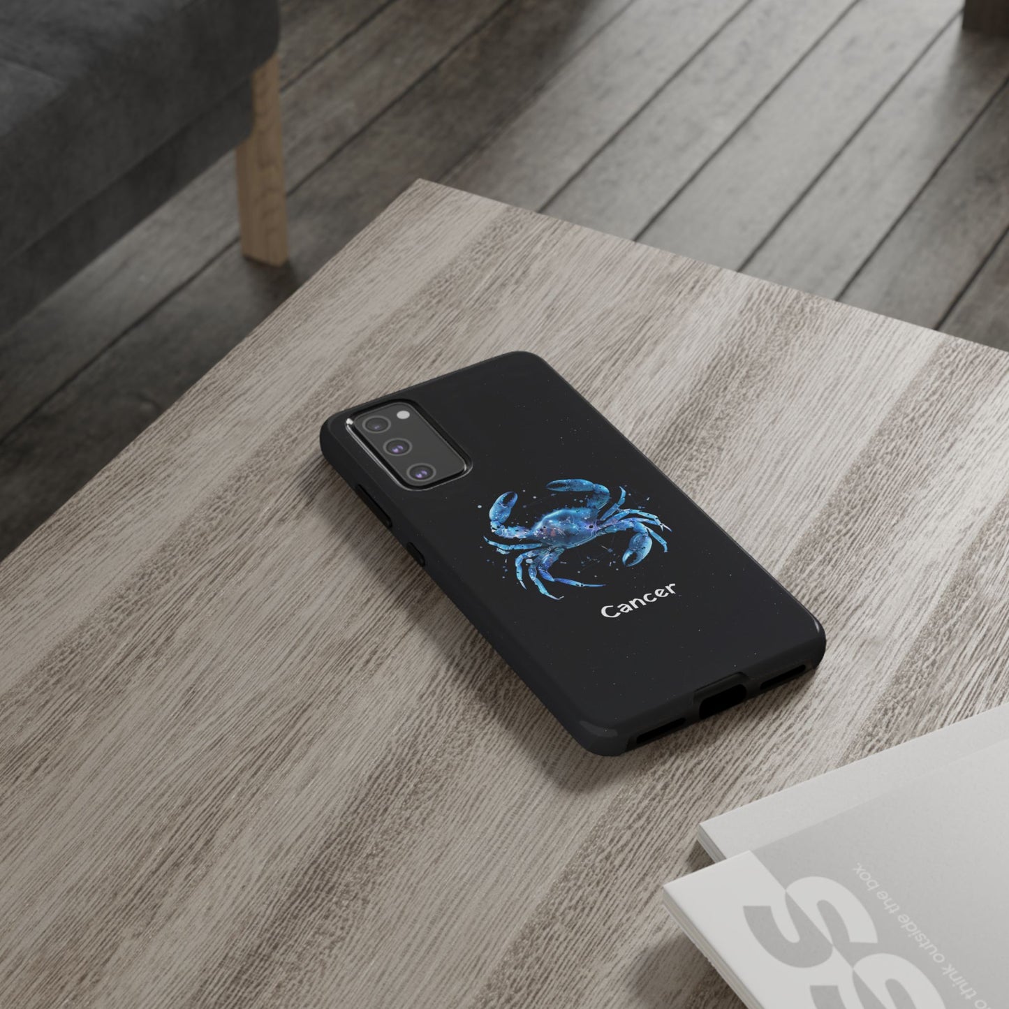 Cancer Zodiac Star Sign Black Glossy Phone Case Tough Protection for iPhone or Samsung Galaxy