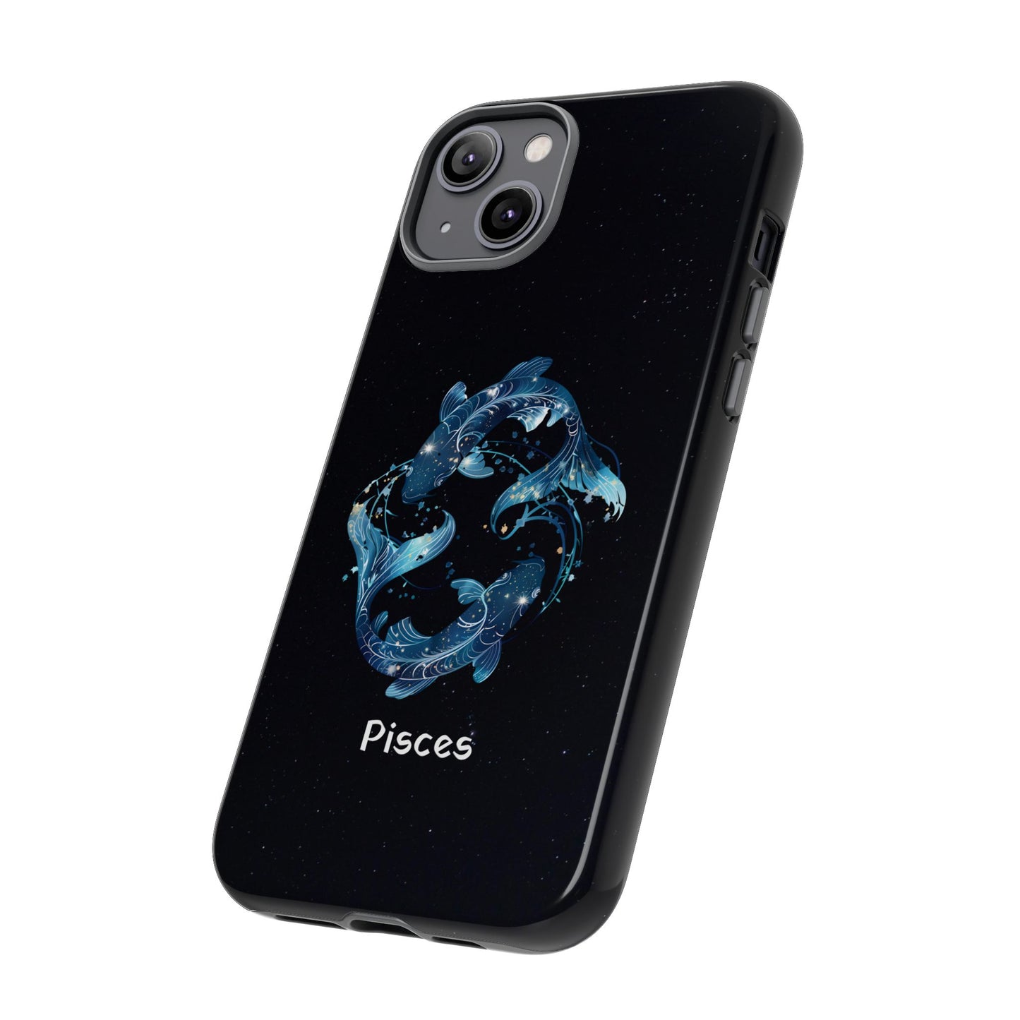 Pisces Zodiac Star Sign Black Glossy Phone Case Tough Protection for iPhone or Samsung Galaxy