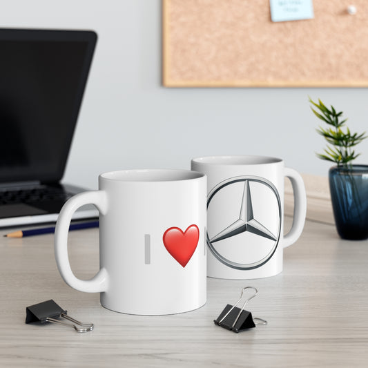 Mercedes Benz - I Love My Mercedes Ceramic Coffee Cups, 11oz, 15oz