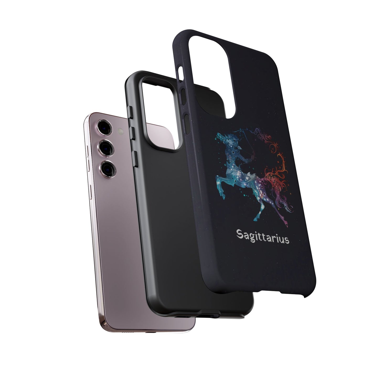 Sagittarius Zodiac Star Sign Black Glossy Phone Case Tough Protection for iPhone or Samsung Galaxy