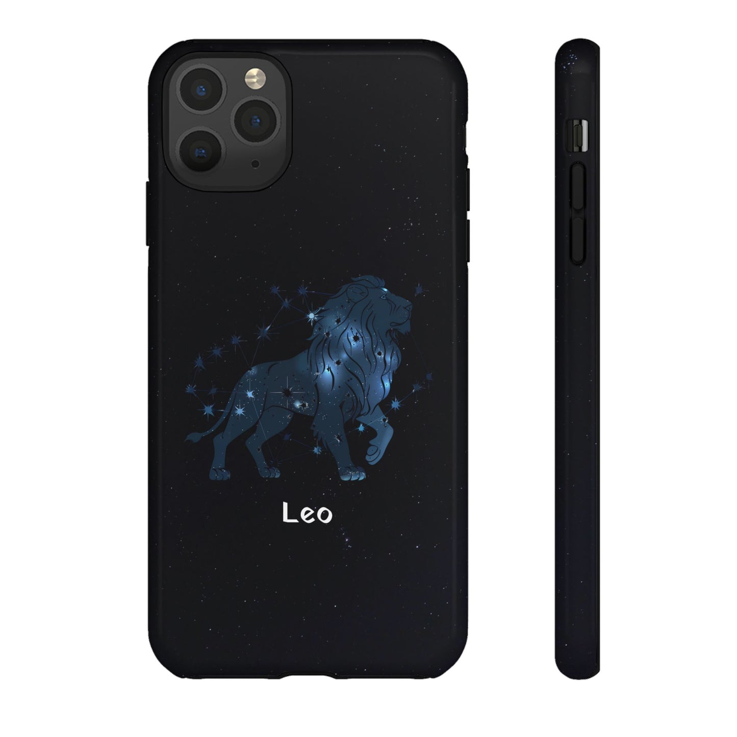 Leo Star Sign Zodiac Black Glossy Phone Case Tough Protection for iPhone or Samsung Galaxy