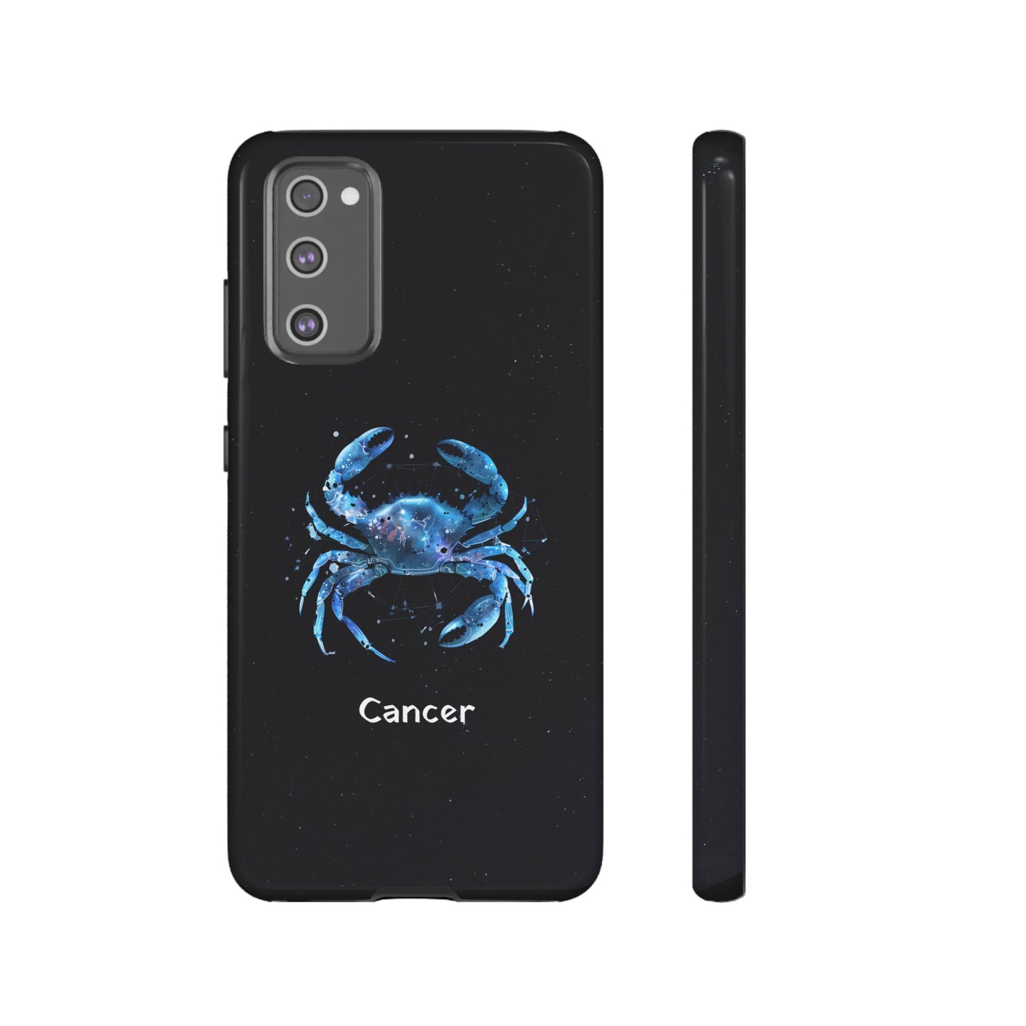 Cancer Zodiac Star Sign Black Glossy Phone Case Tough Protection for iPhone or Samsung Galaxy