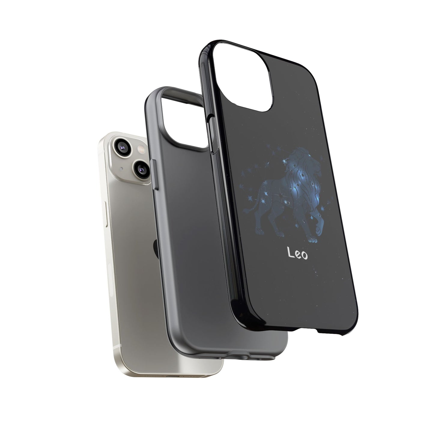 Leo Star Sign Zodiac Black Glossy Phone Case Tough Protection for iPhone or Samsung Galaxy