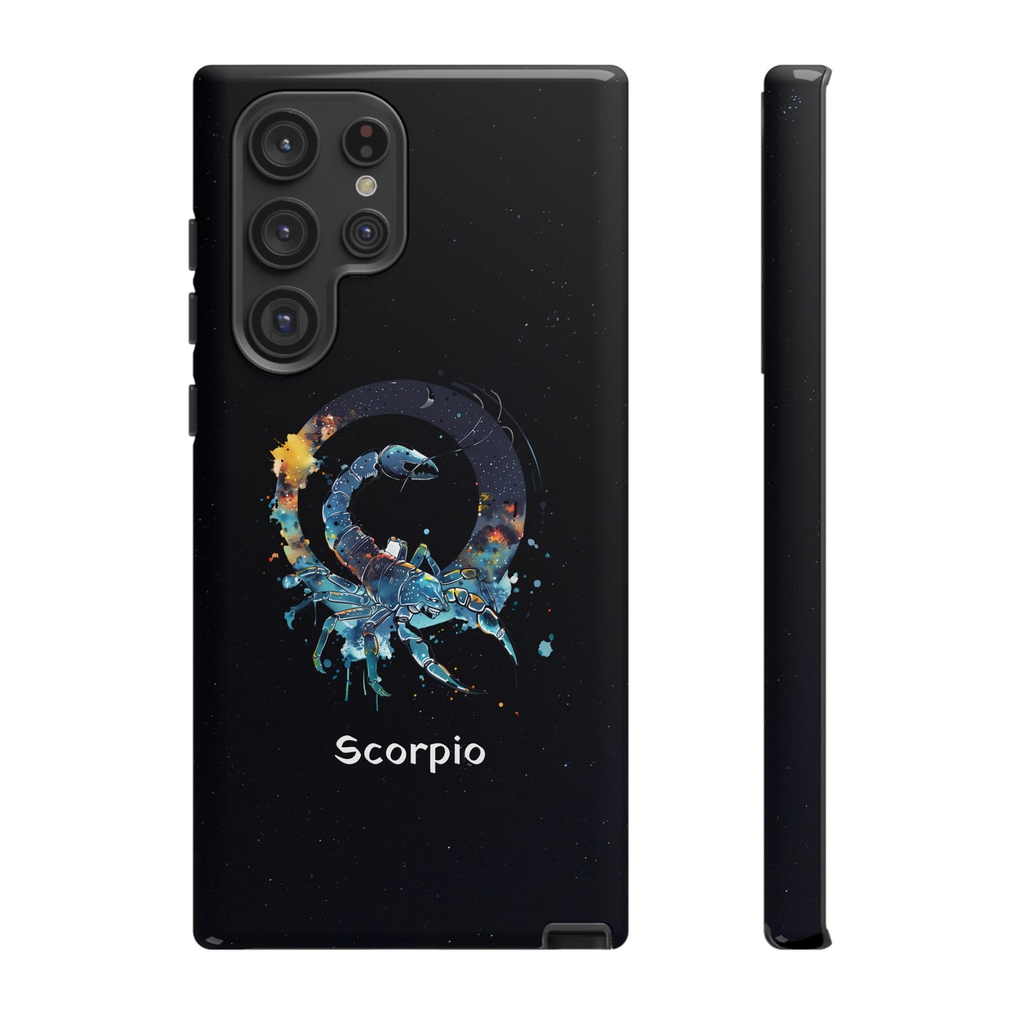 Scorpio Zodiac Star Sign Black Glossy Phone Case Tough Protection for iPhone or Samsung Galaxy