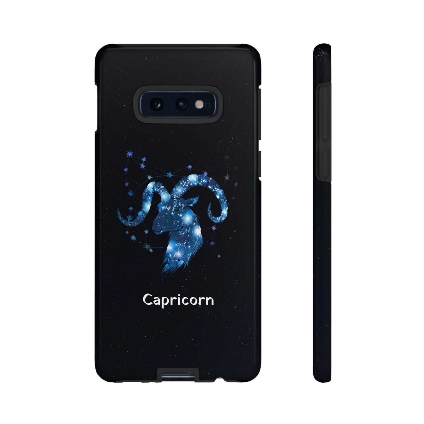Capricorn Zodiac Star Sign Black Glossy Phone Case Tough Protection for iPhone or Samsung Galaxy
