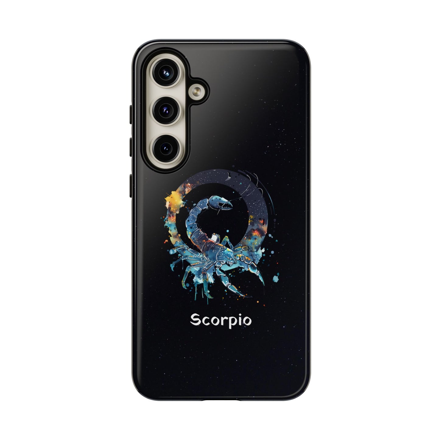 Scorpio Zodiac Star Sign Black Glossy Phone Case Tough Protection for iPhone or Samsung Galaxy