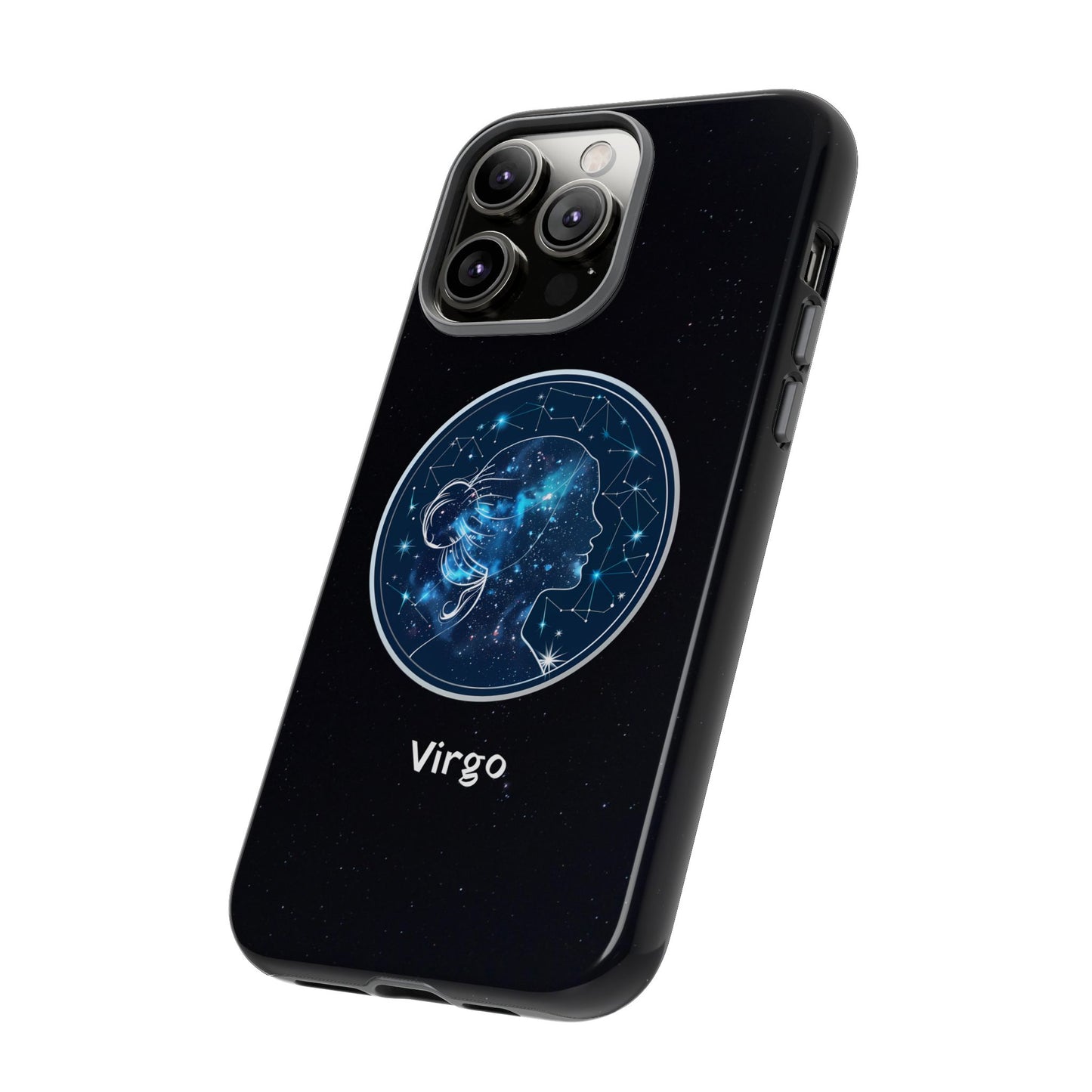 Virgo Zodiac Star Sign Black Glossy Phone Case Tough Protection for iPhone or Samsung Galaxy