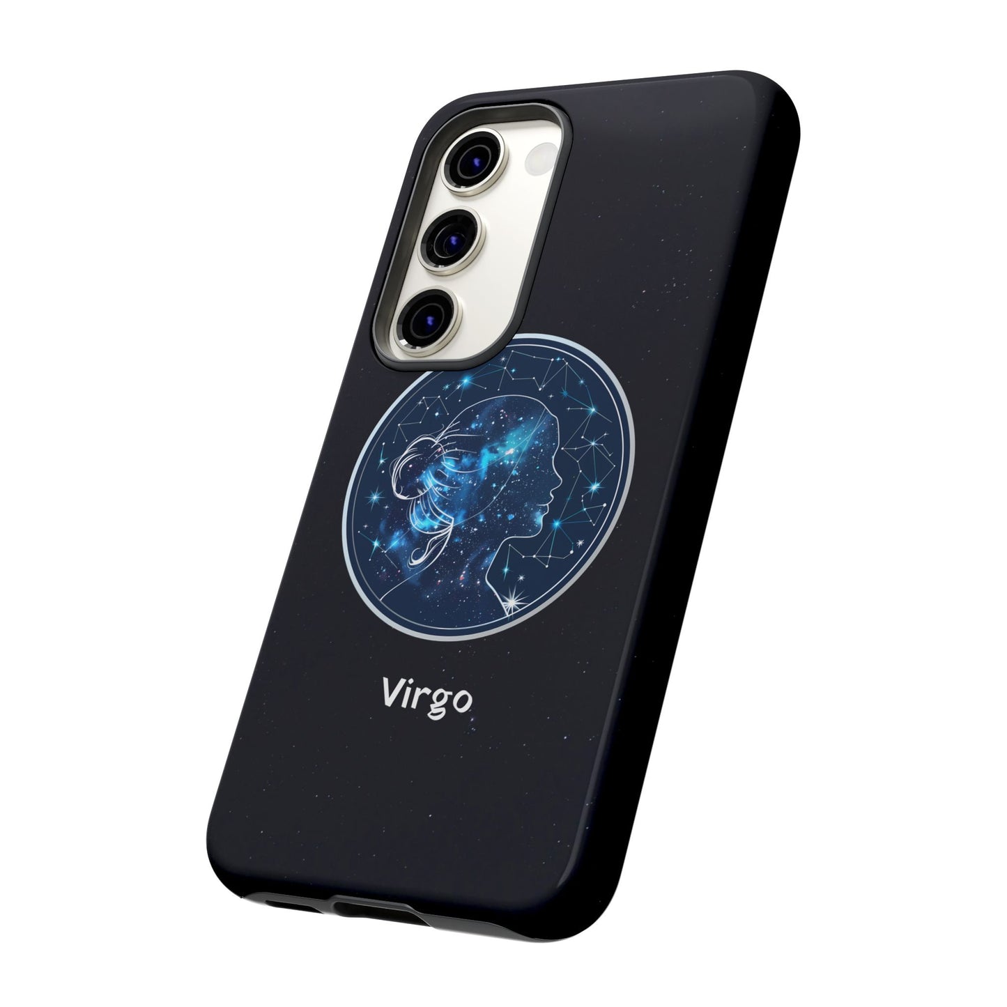 Virgo Zodiac Star Sign Black Glossy Phone Case Tough Protection for iPhone or Samsung Galaxy