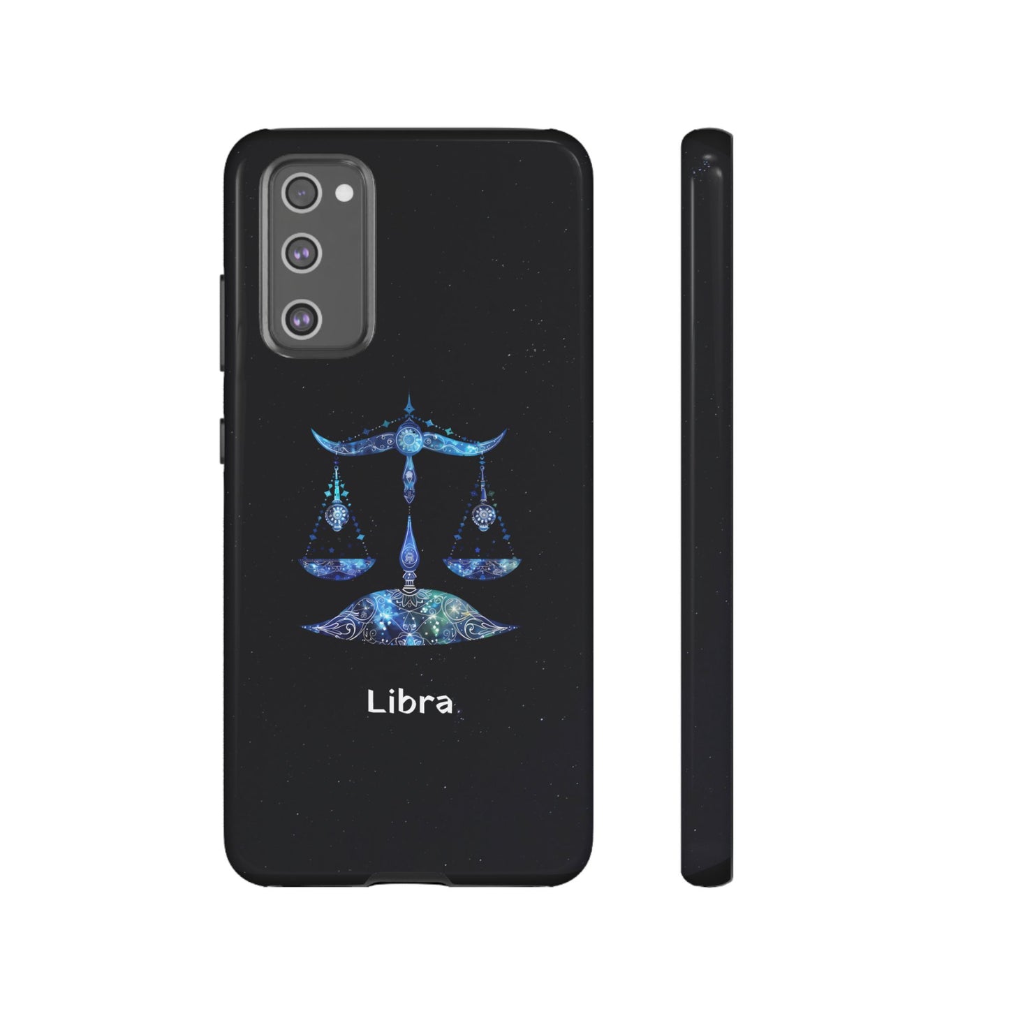 Libra Zodiac Star Sign Black Glossy Phone Case Tough Protection for iPhone or Samsung Galaxy