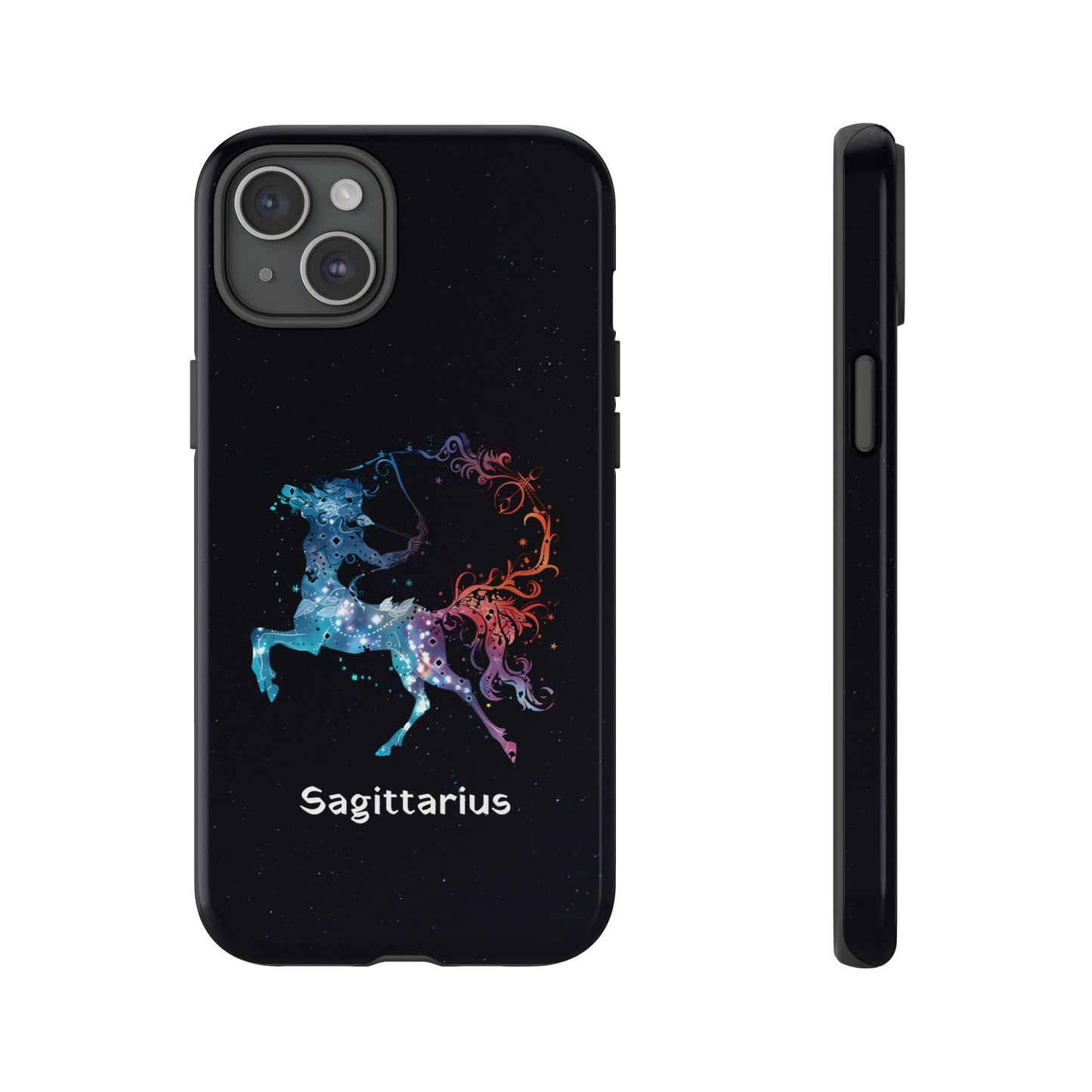 Sagittarius Zodiac Star Sign Black Glossy Phone Case Tough Protection for iPhone or Samsung Galaxy