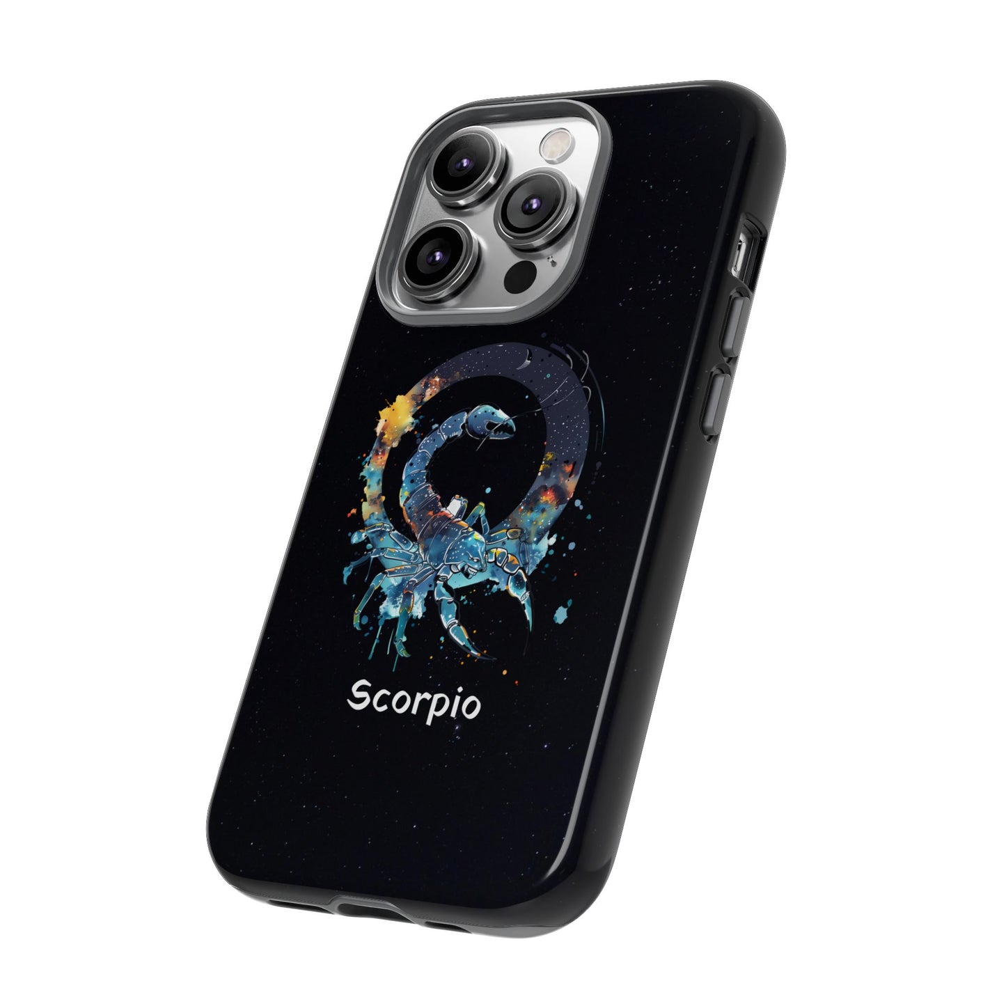 Scorpio Zodiac Star Sign Black Glossy Phone Case Tough Protection for iPhone or Samsung Galaxy