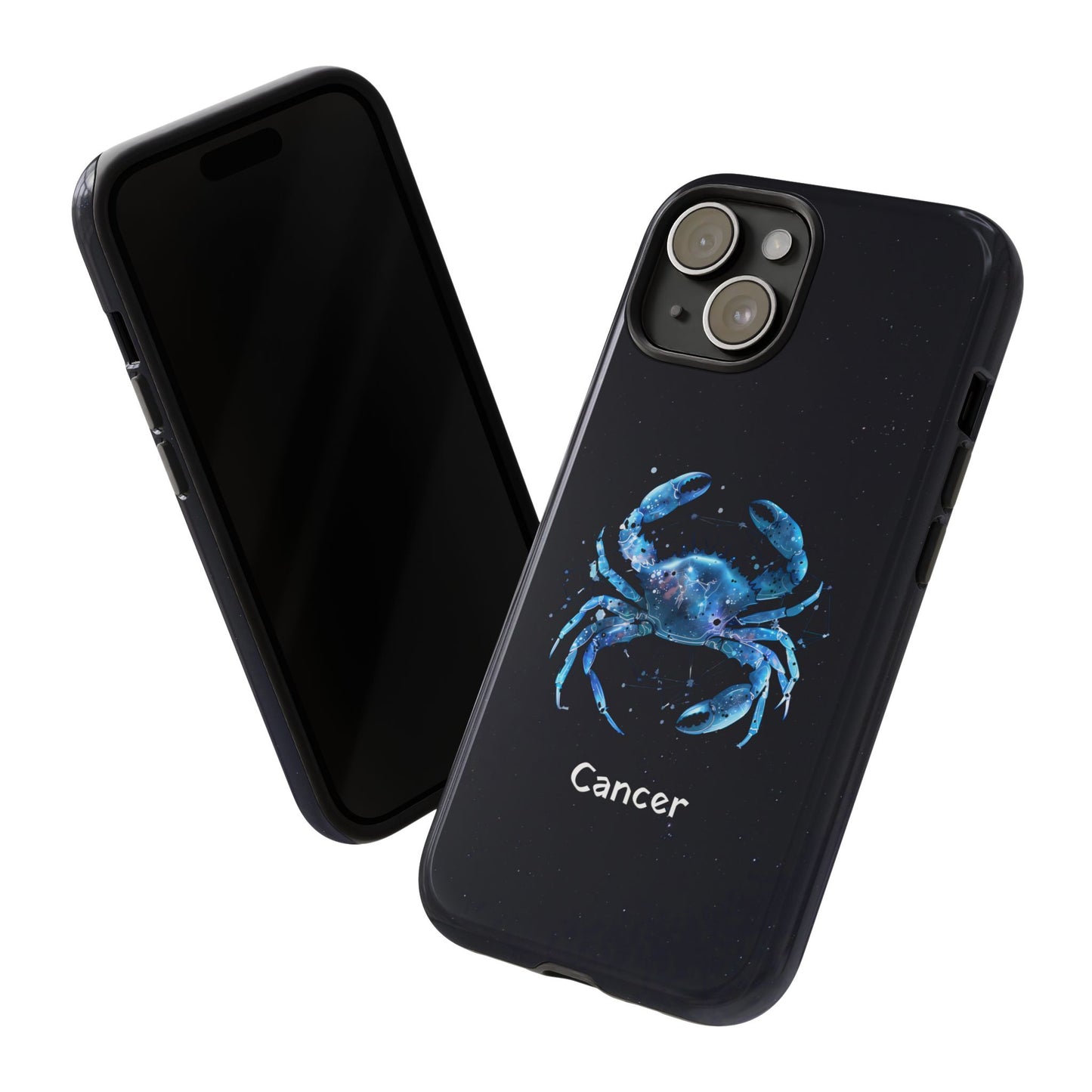 Cancer Zodiac Star Sign Black Glossy Phone Case Tough Protection for iPhone or Samsung Galaxy