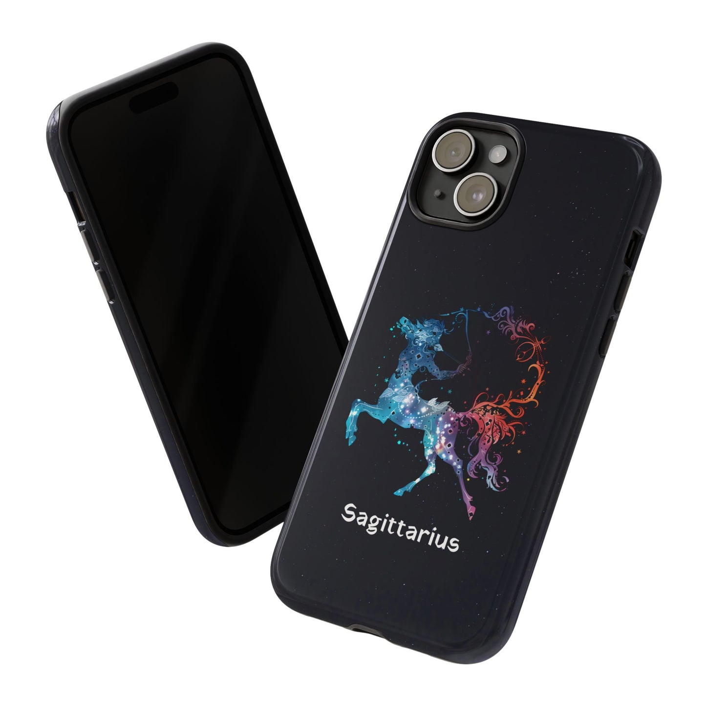 Sagittarius Zodiac Star Sign Black Glossy Phone Case Tough Protection for iPhone or Samsung Galaxy
