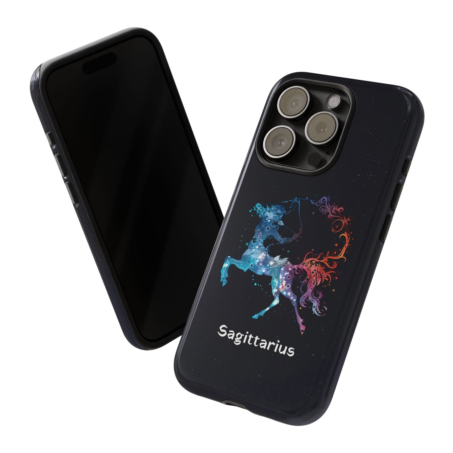 Sagittarius Zodiac Star Sign Black Glossy Phone Case Tough Protection for iPhone or Samsung Galaxy