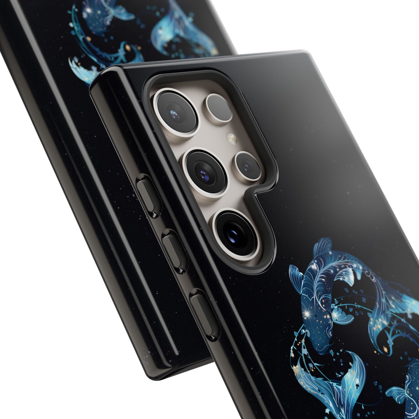 Pisces Zodiac Star Sign Black Glossy Phone Case Tough Protection for iPhone or Samsung Galaxy