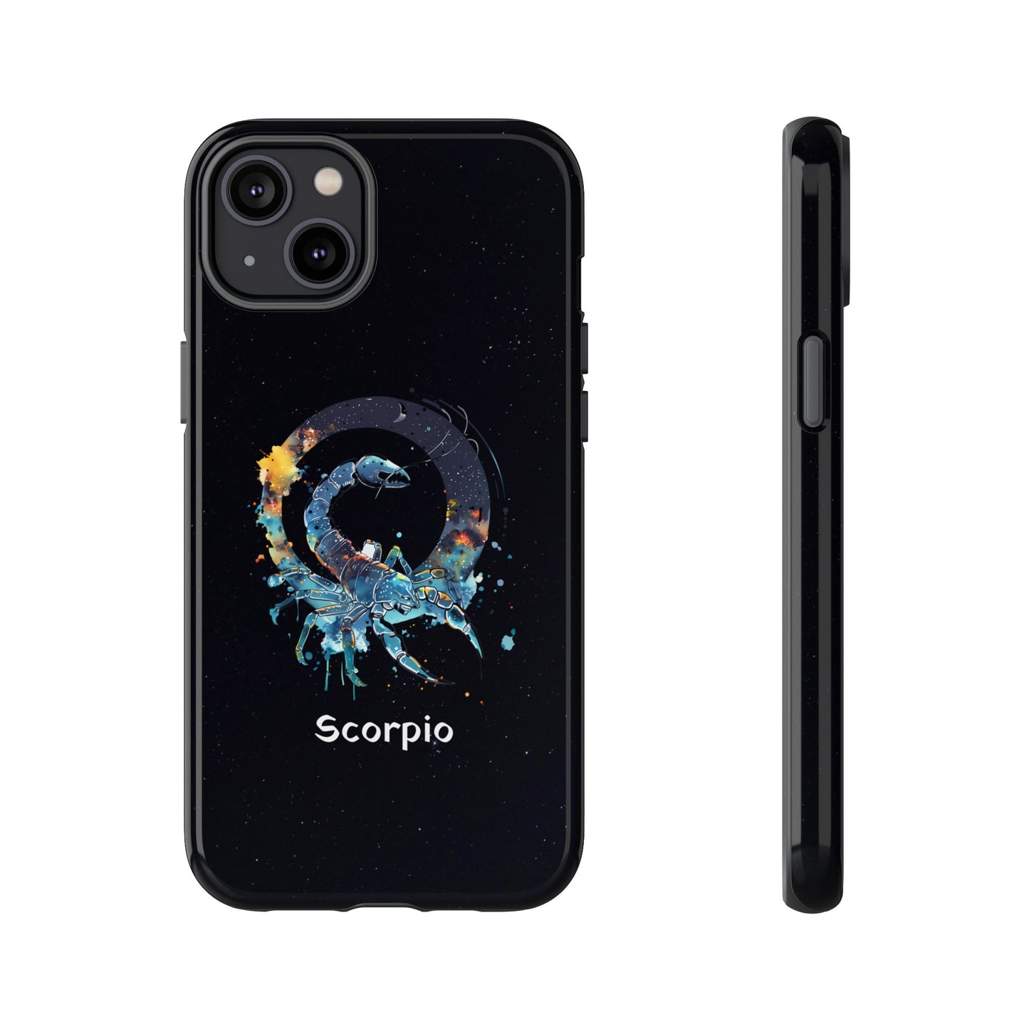 Scorpio Zodiac Star Sign Black Glossy Phone Case Tough Protection for iPhone or Samsung Galaxy