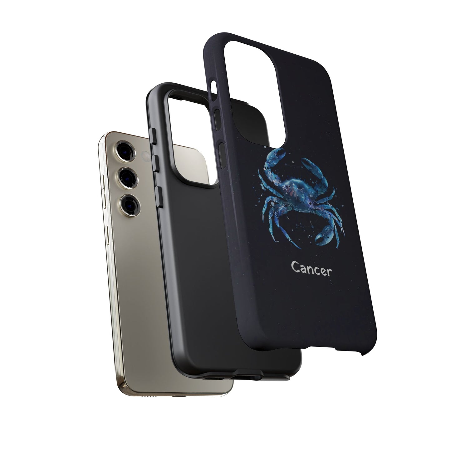 Cancer Zodiac Star Sign Black Glossy Phone Case Tough Protection for iPhone or Samsung Galaxy
