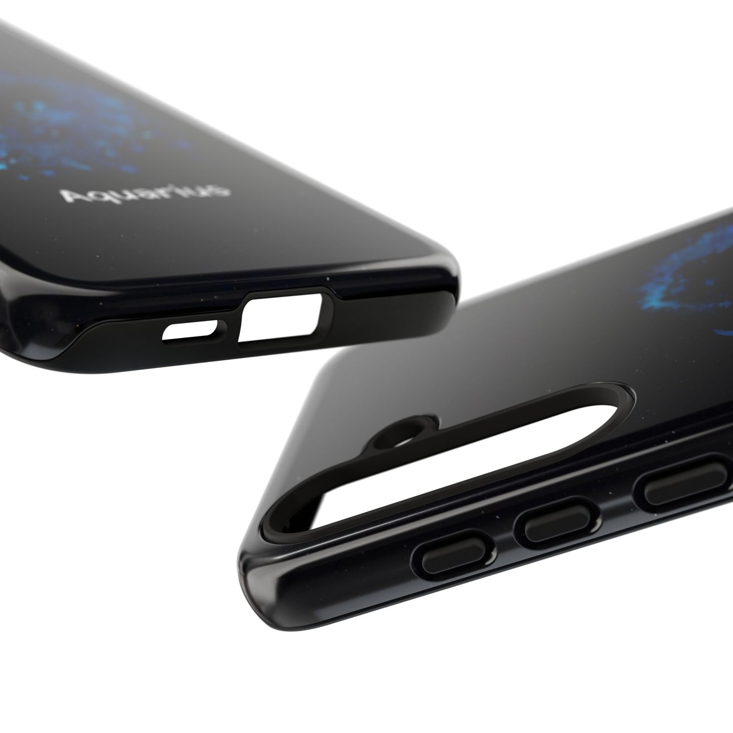 Aquarius Zodiac Star Sign Black Glossy Phone Case Tough Protection for iPhone or Samsung Galaxy