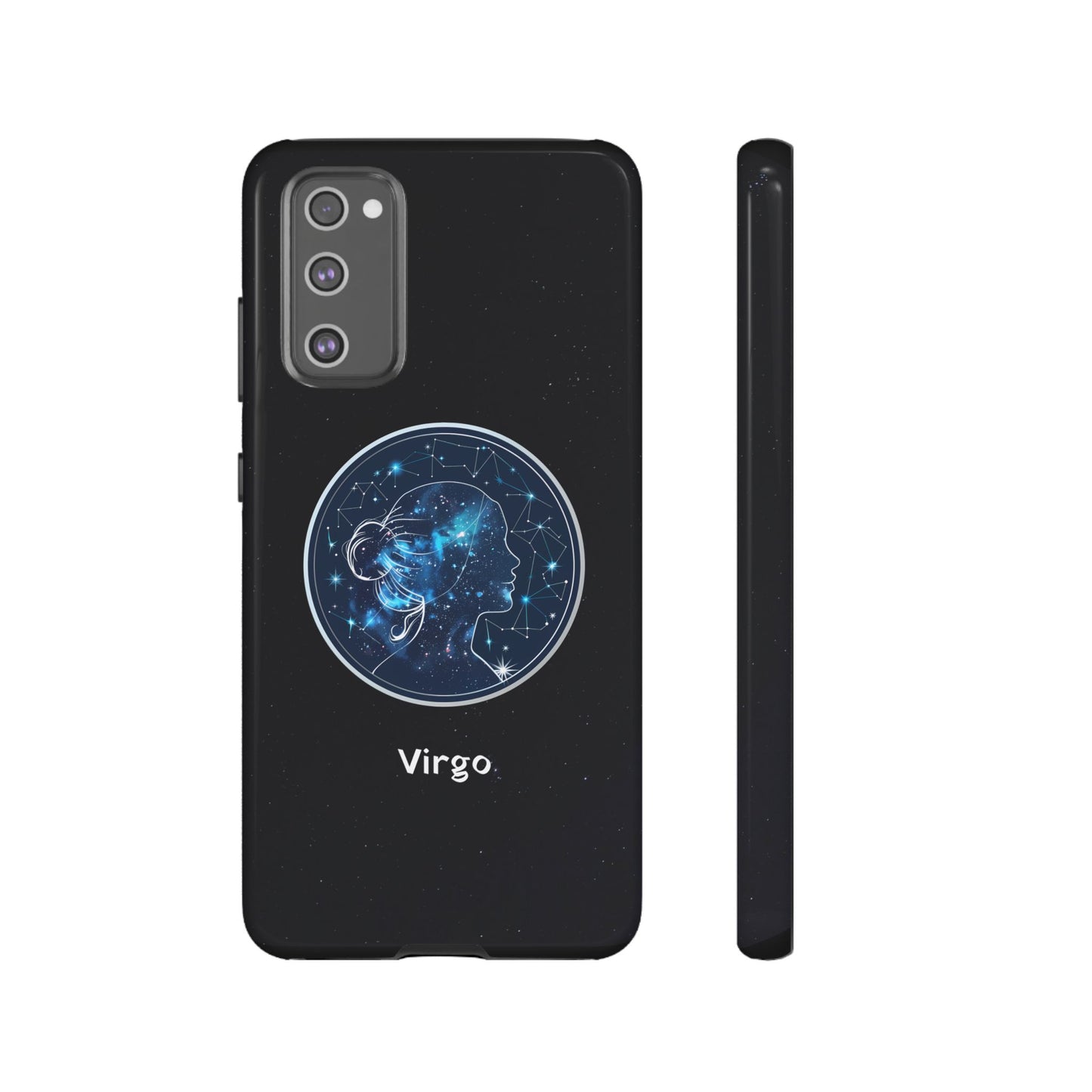 Virgo Zodiac Star Sign Black Glossy Phone Case Tough Protection for iPhone or Samsung Galaxy