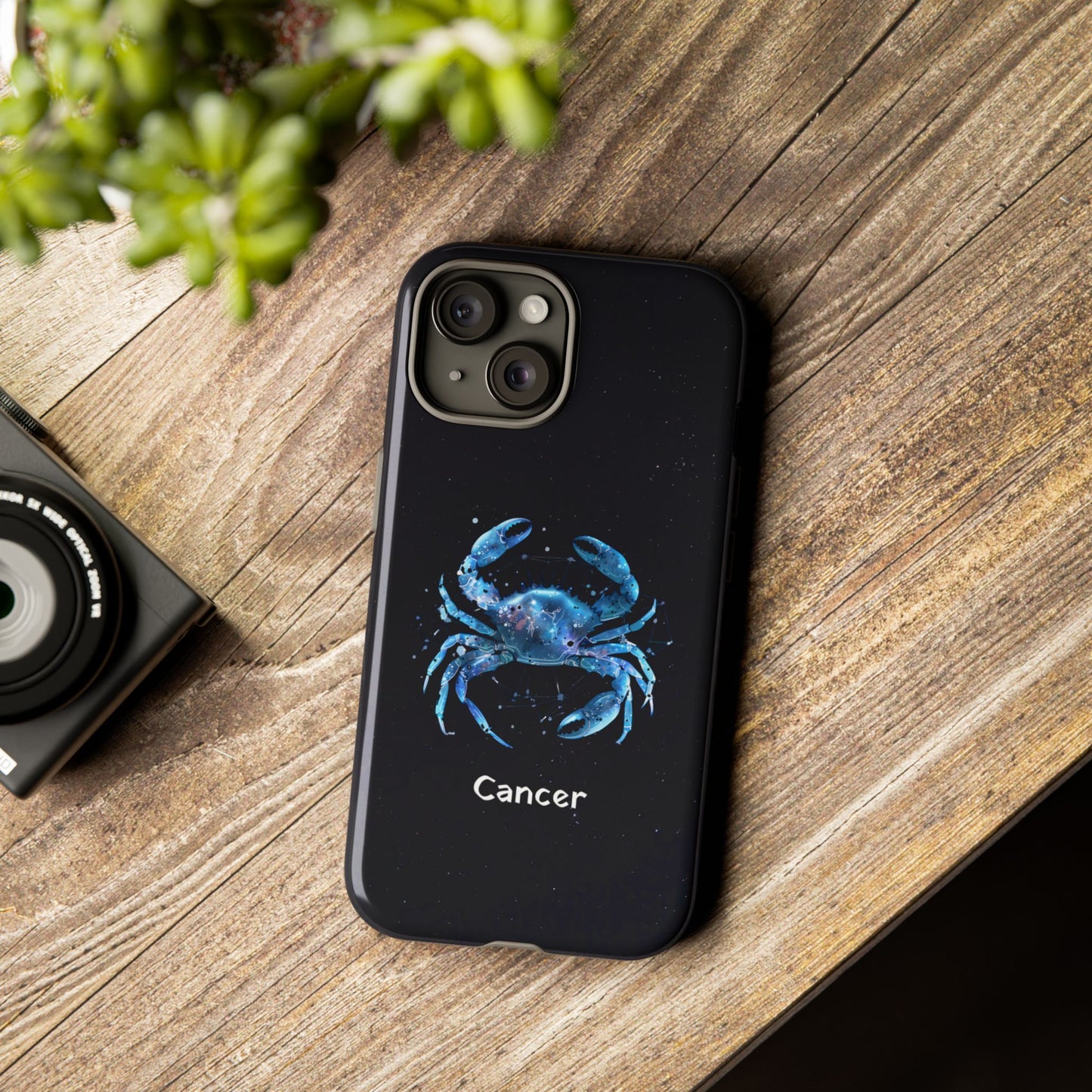 Cancer Zodiac Star Sign Black Glossy Phone Case Tough Protection for iPhone or Samsung Galaxy