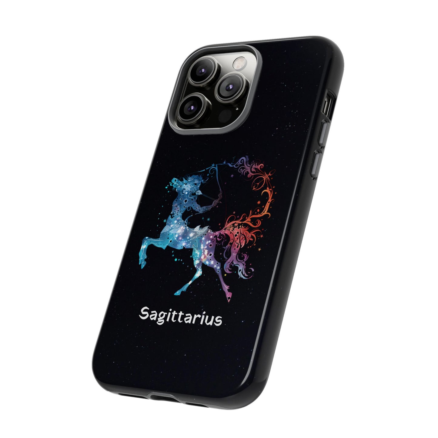 Sagittarius Zodiac Star Sign Black Glossy Phone Case Tough Protection for iPhone or Samsung Galaxy