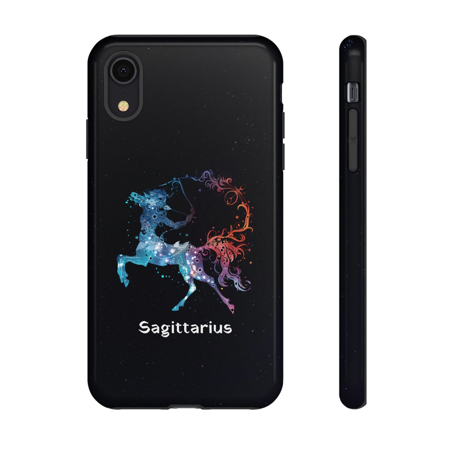 Sagittarius Zodiac Star Sign Black Glossy Phone Case Tough Protection for iPhone or Samsung Galaxy