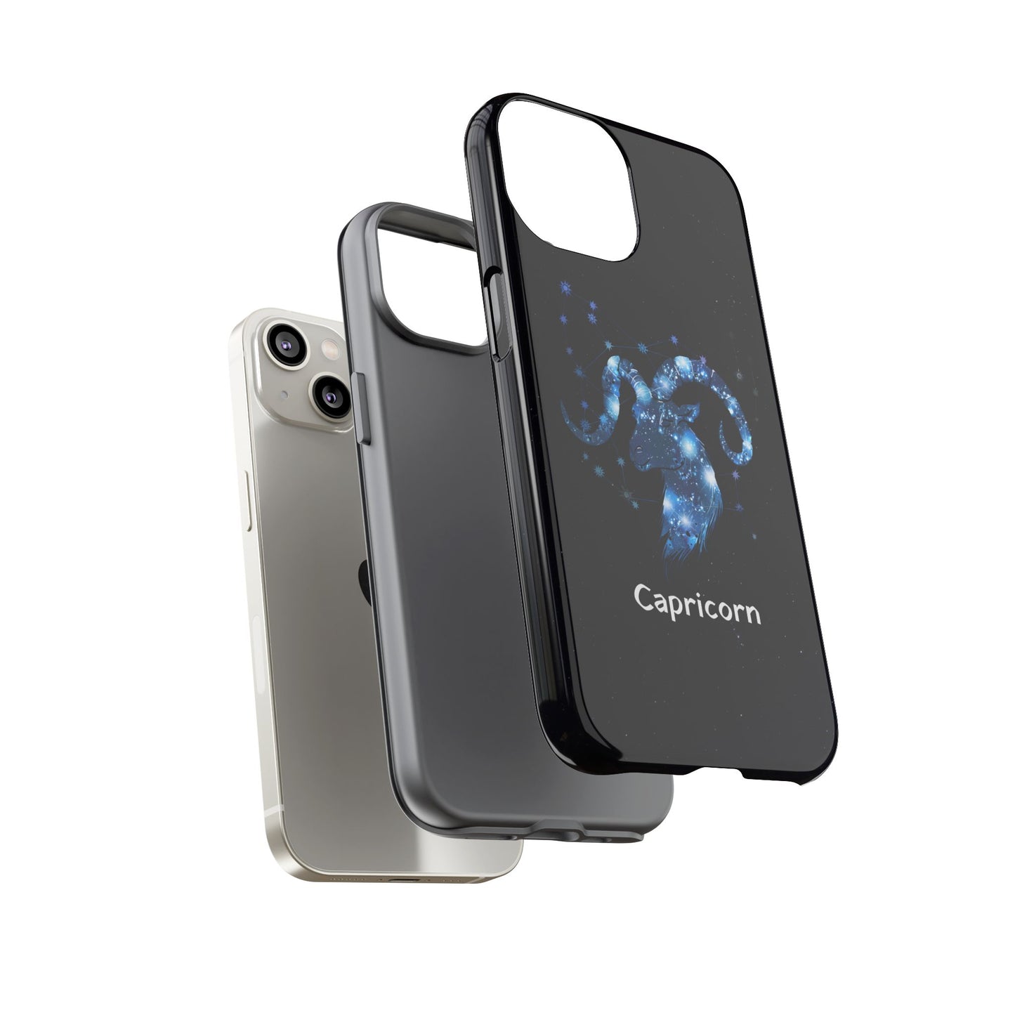 Capricorn Zodiac Star Sign Black Glossy Phone Case Tough Protection for iPhone or Samsung Galaxy