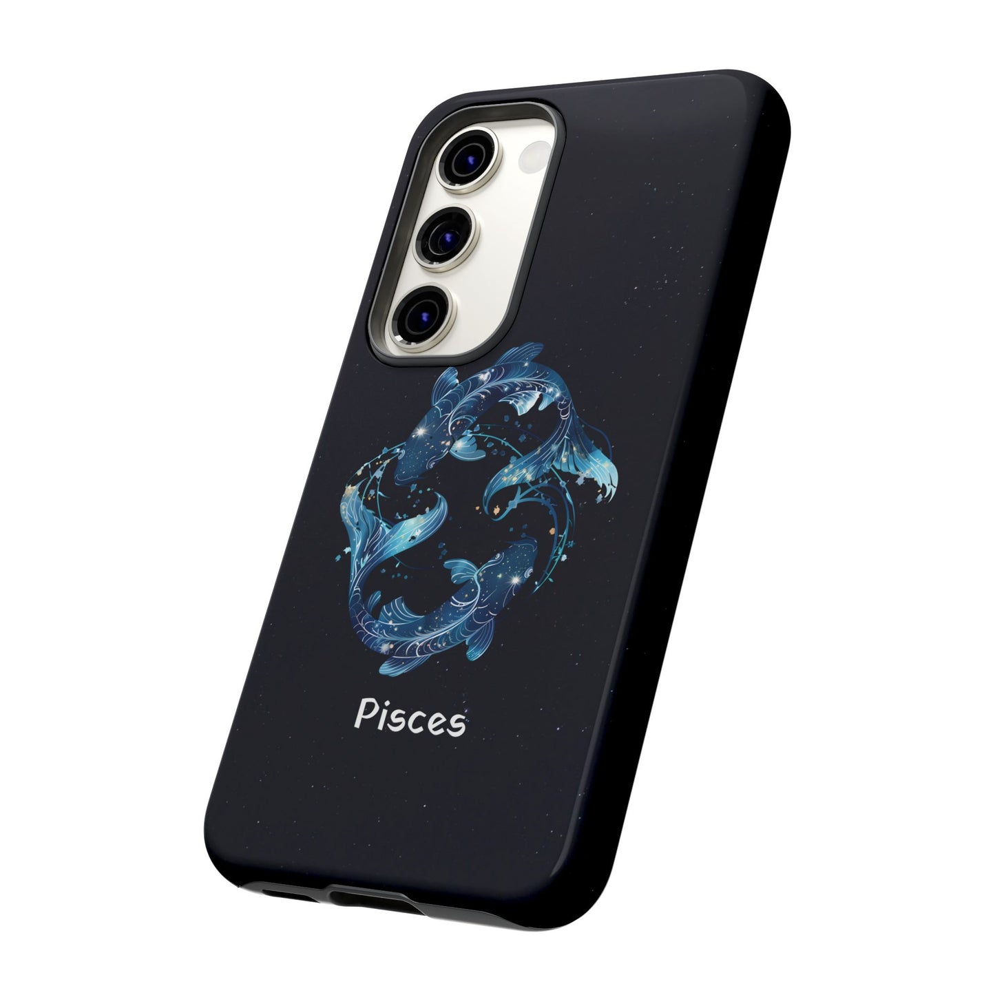 Pisces Zodiac Star Sign Black Glossy Phone Case Tough Protection for iPhone or Samsung Galaxy