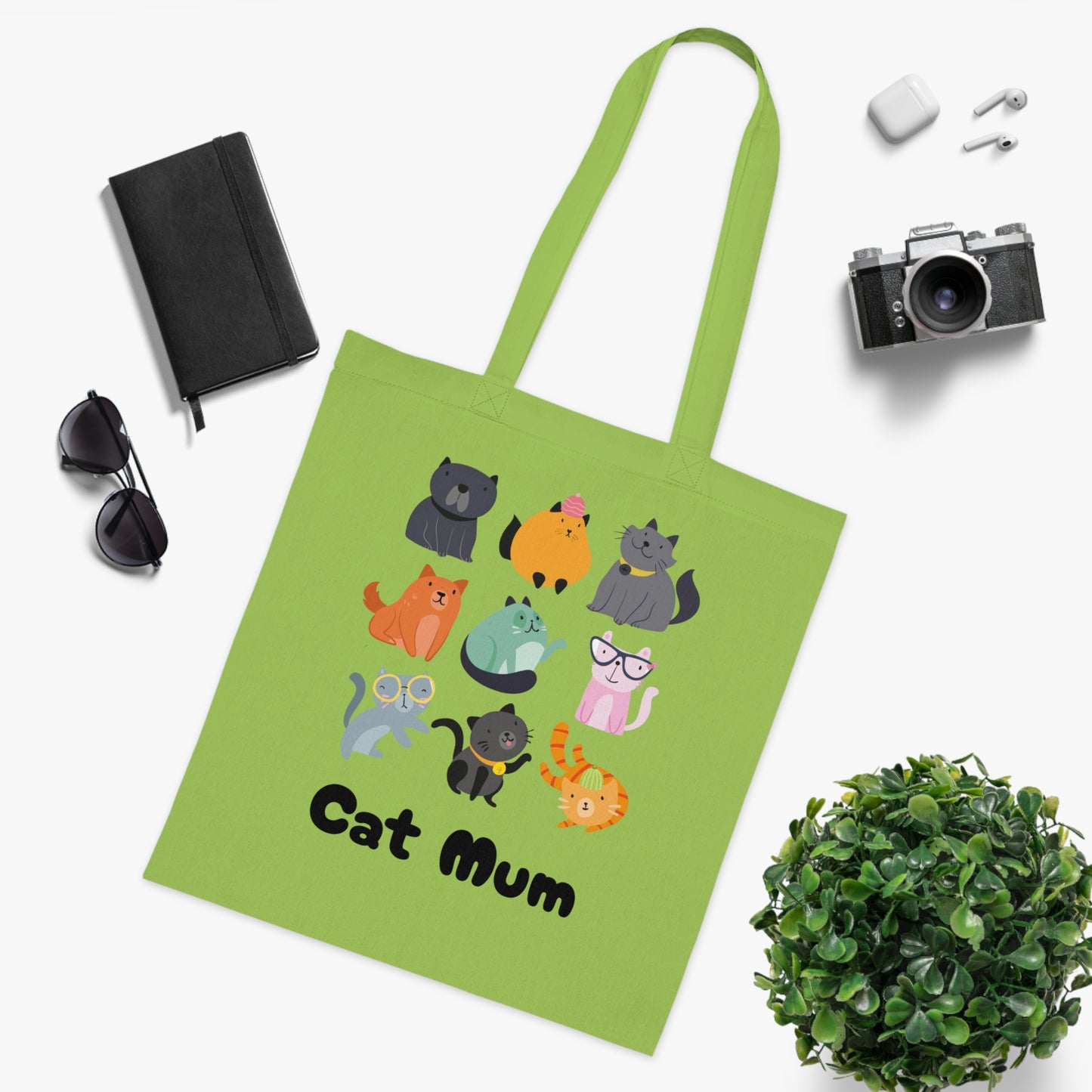 Cat Mum Large Cotton Tote Bag in Various Colours - Perfect Gift for Cat Lovers