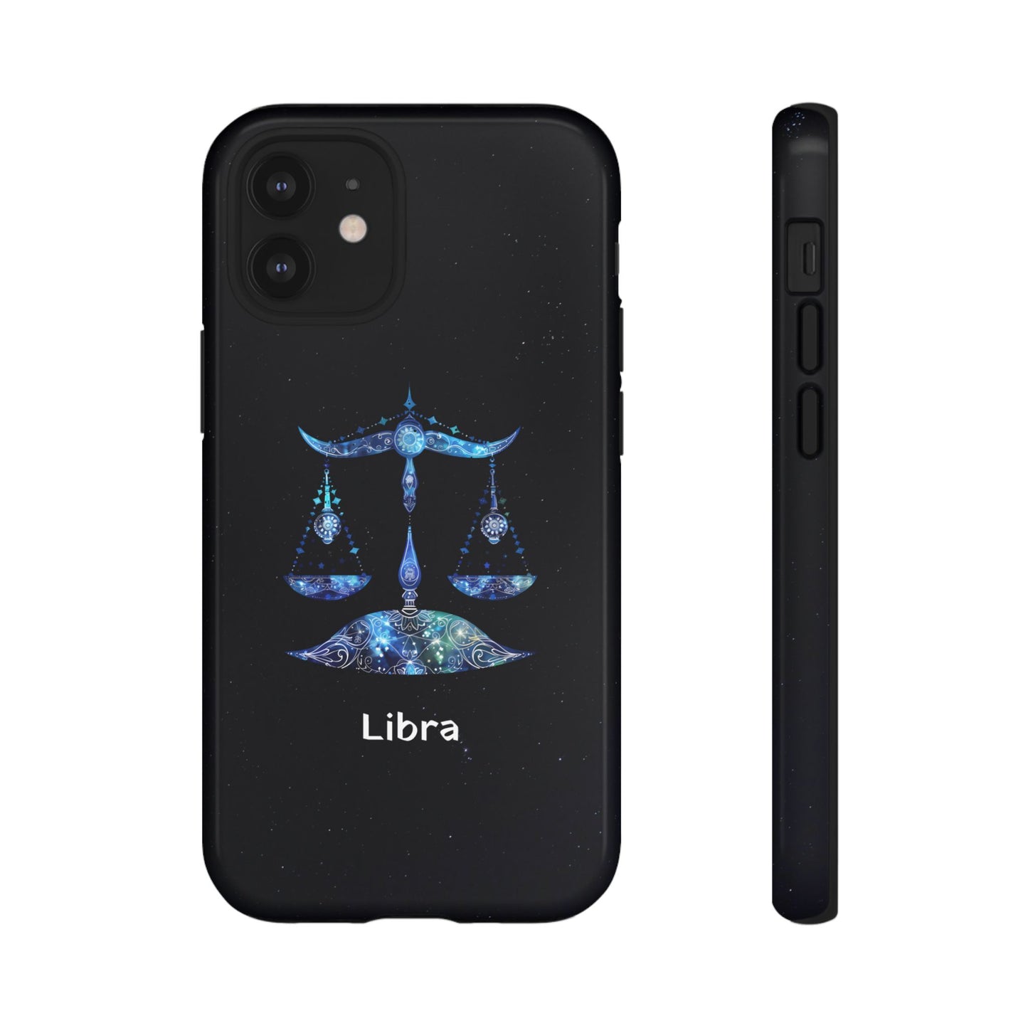 Libra Zodiac Star Sign Black Glossy Phone Case Tough Protection for iPhone or Samsung Galaxy