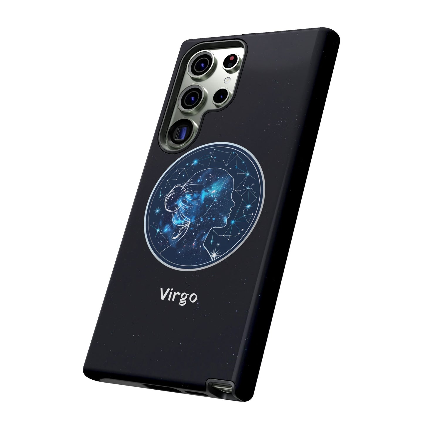 Virgo Zodiac Star Sign Black Glossy Phone Case Tough Protection for iPhone or Samsung Galaxy